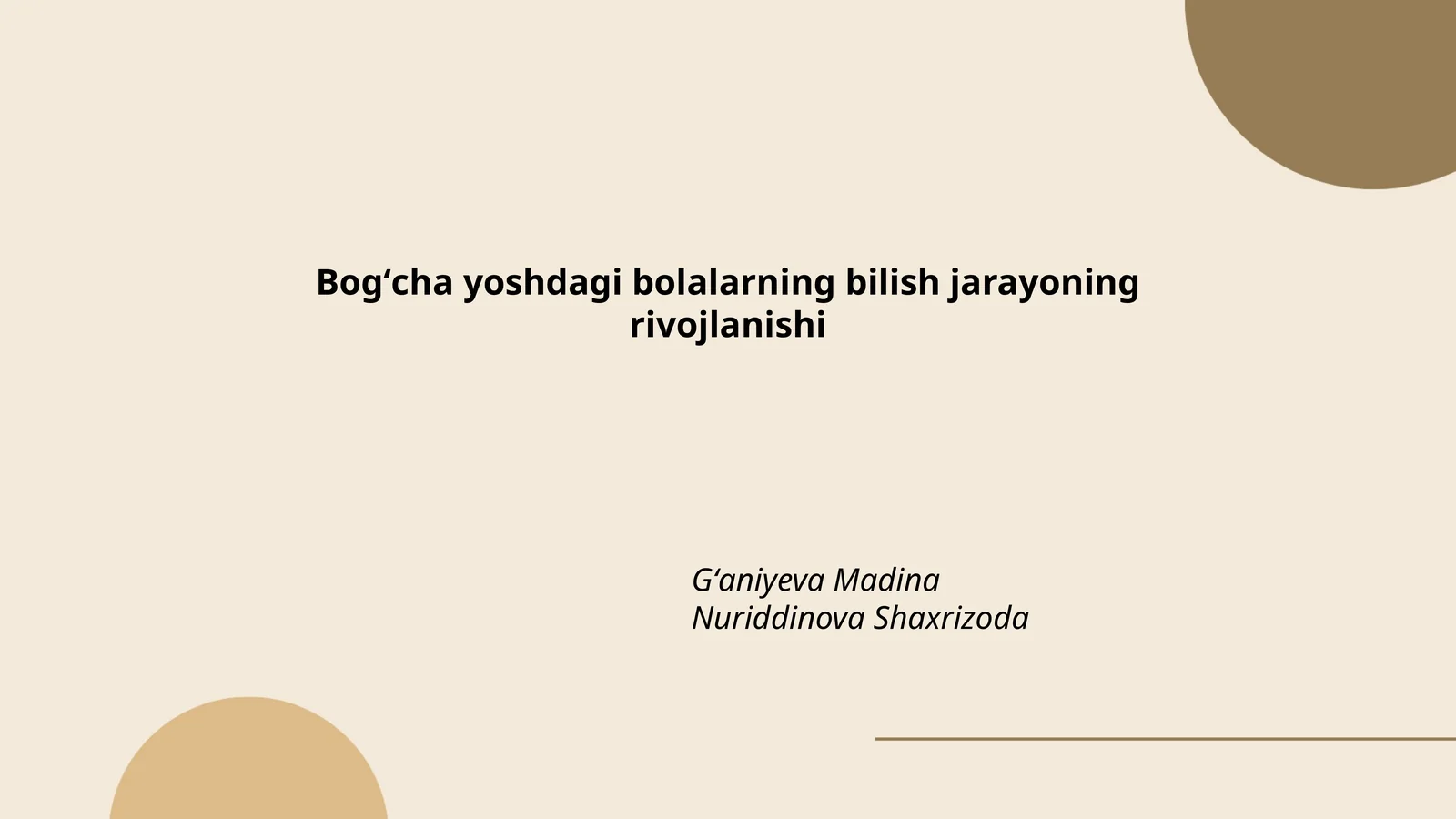 Bogʻcha yoshdagi bolalarning bilish jarayoning rivojlanishi