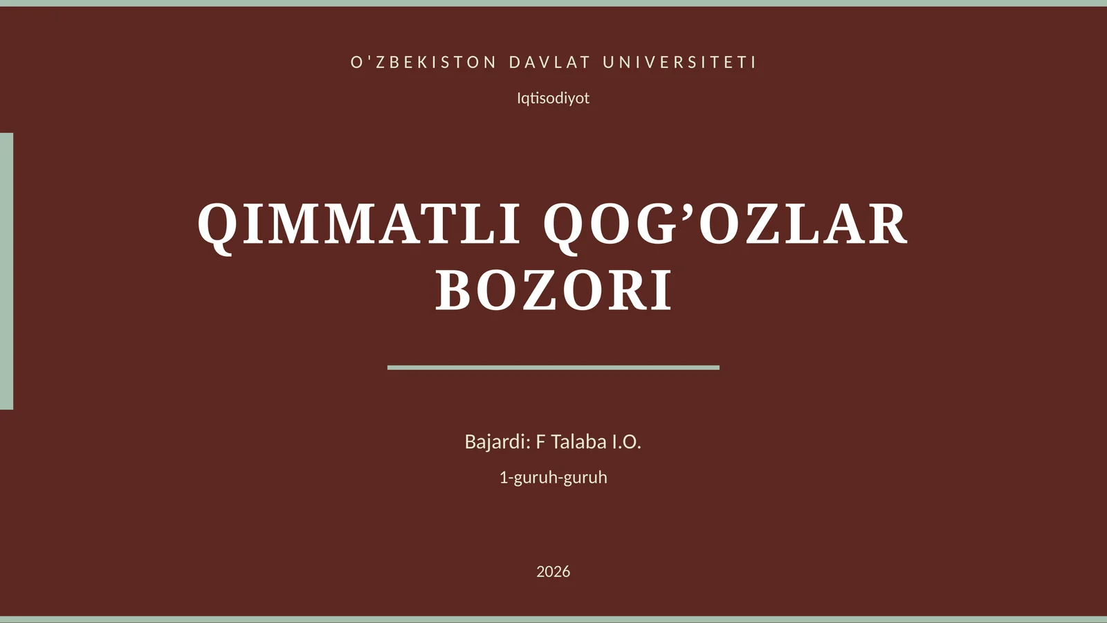 QIMMATLI QOG’OZLAR BOZORI