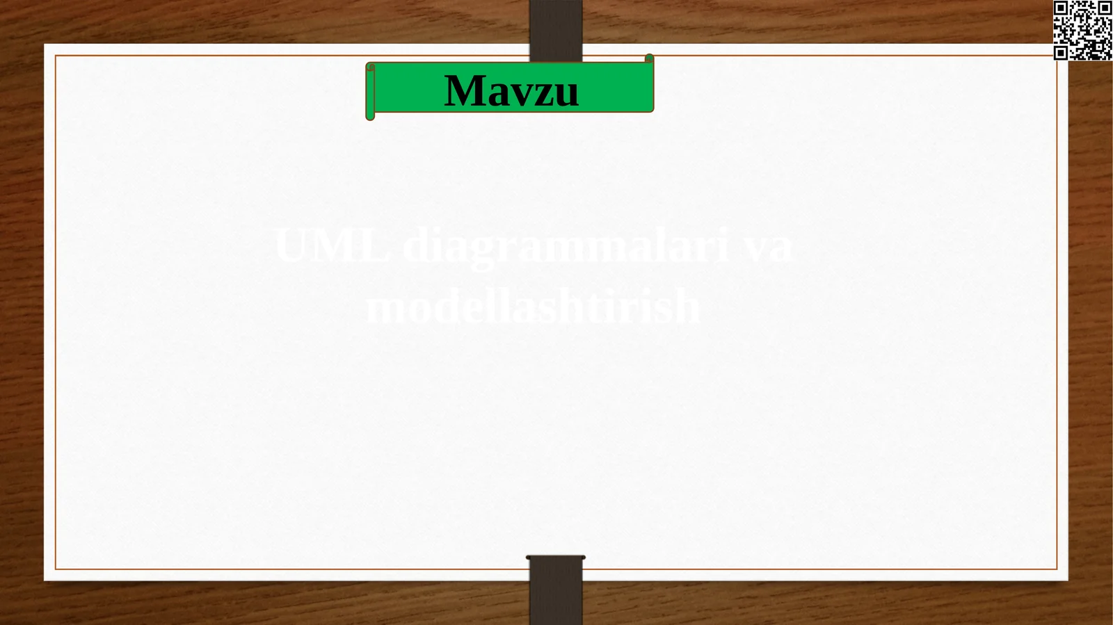 UML Diagrammalar va Modellashtirish