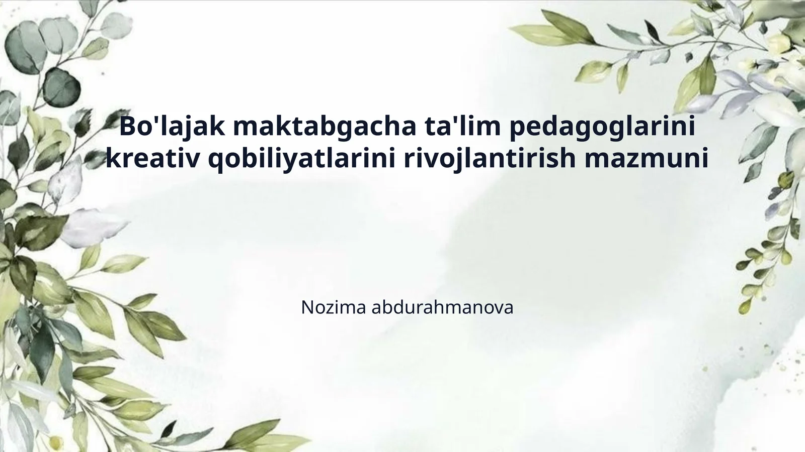 Bo'lajak maktabgacha ta'lim pedagoglarini kreativ qobiliyatlarini rivojlantirish mazmuni
