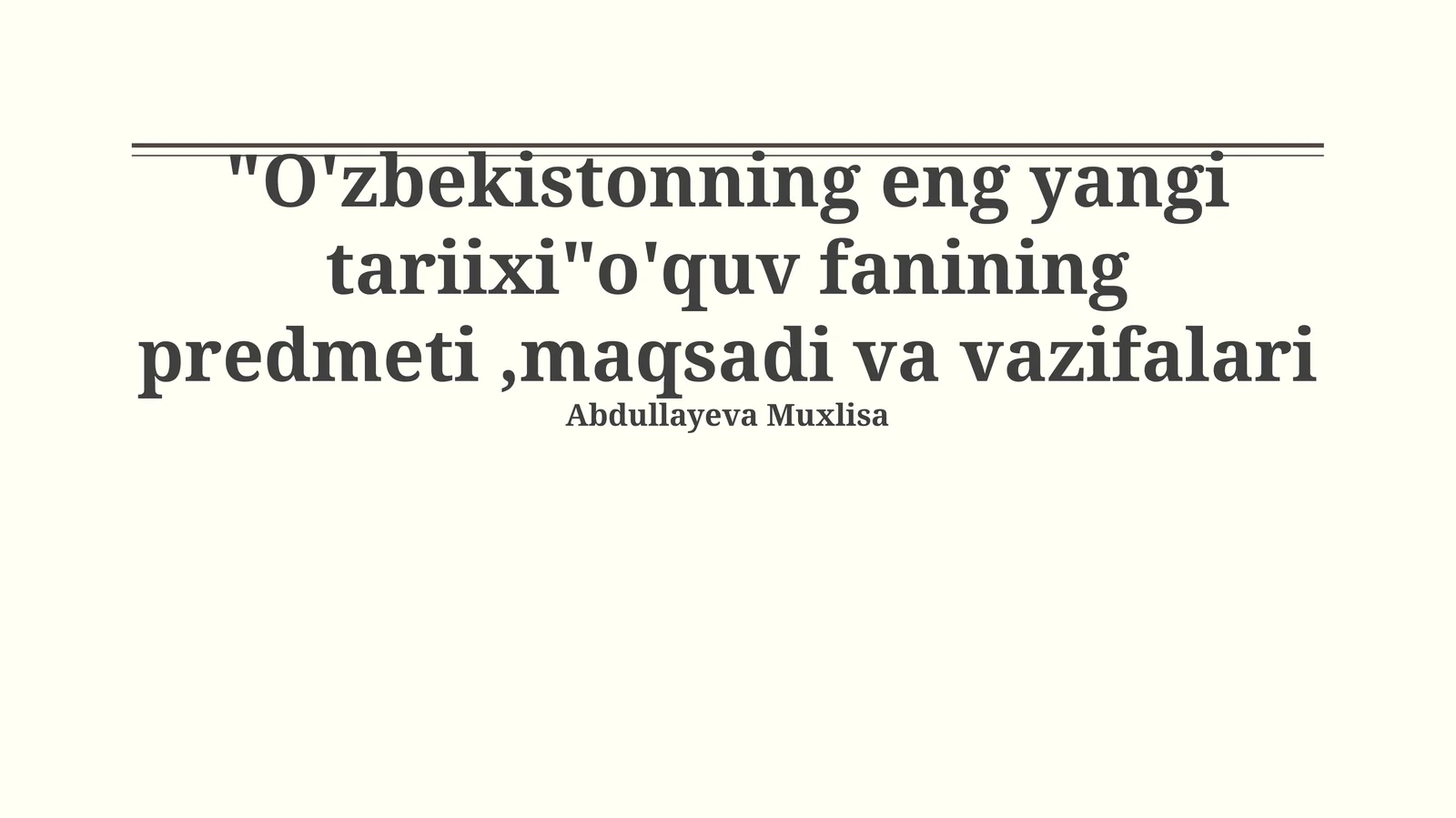 O'zbekistonning eng yangi tarixi
