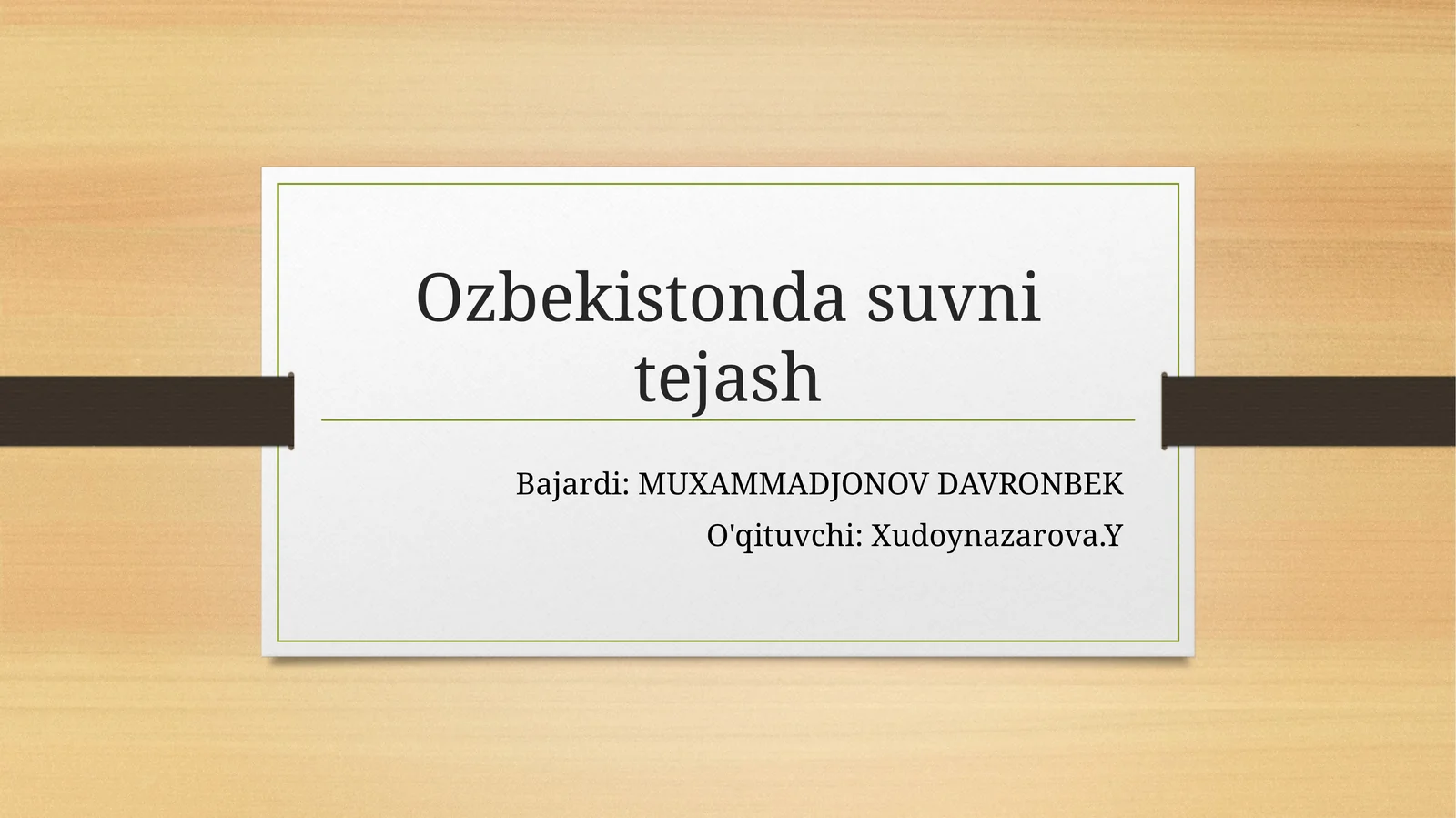 O'zbekistonda suvni tejash