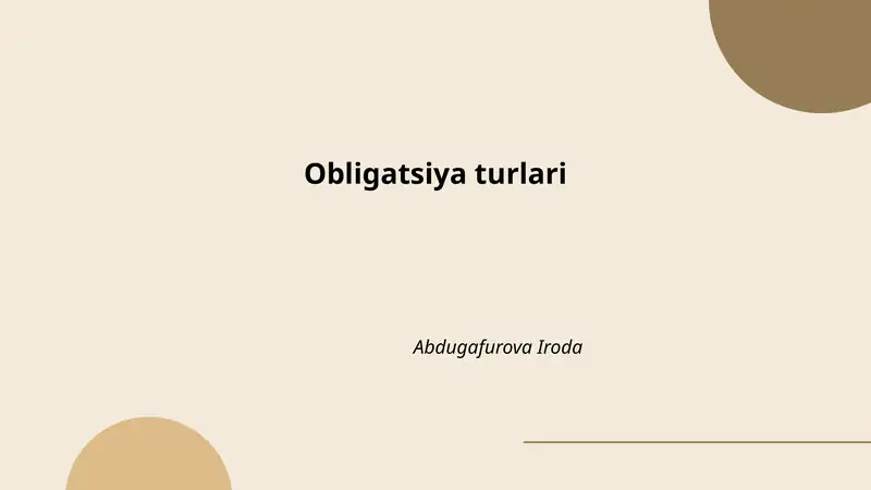 Obligatsiya turlari