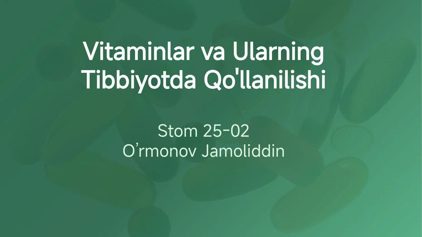 Vitaminlar va Ularning Tibbiyotda Qo'llanilishi
