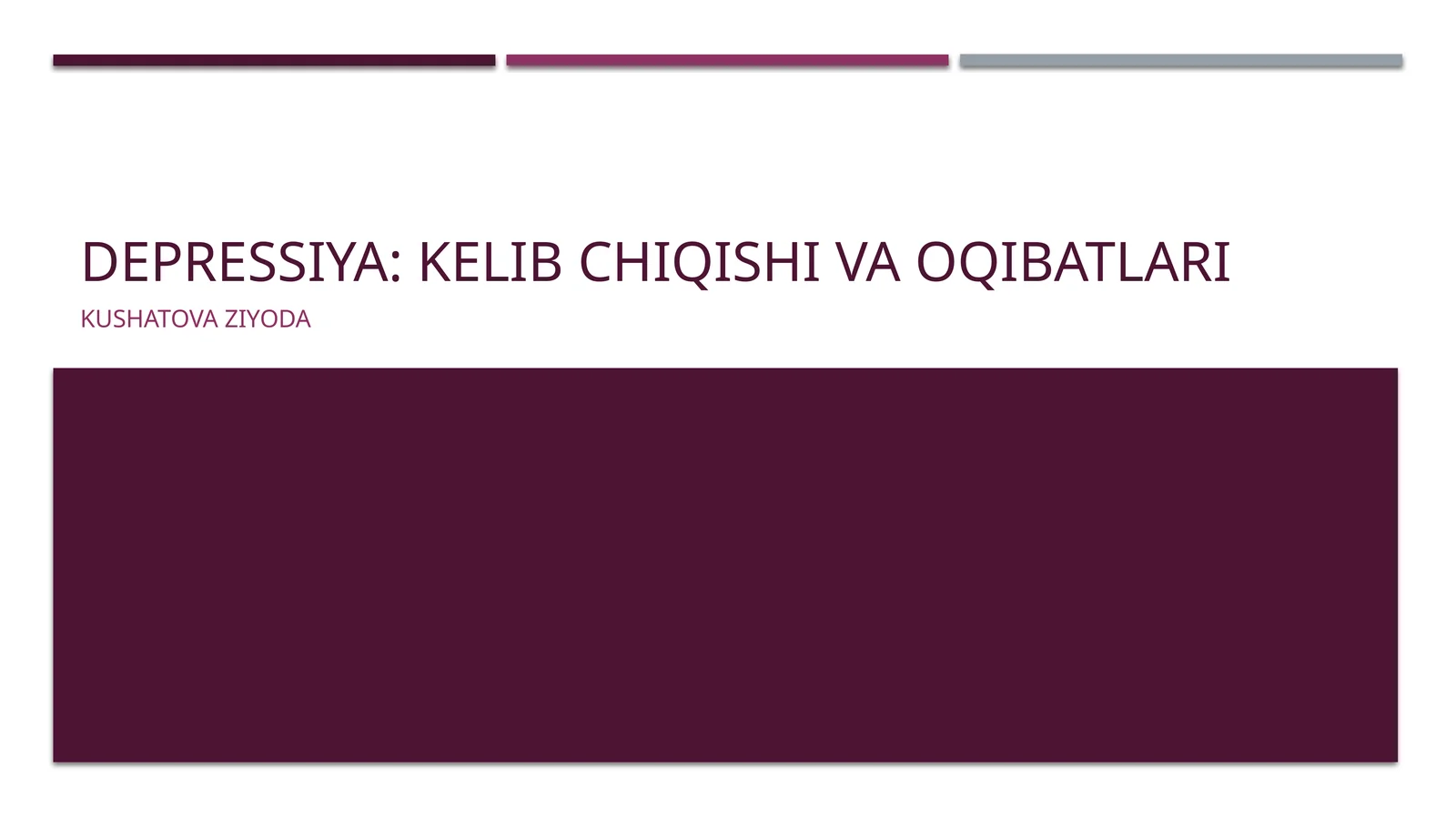 Depressiya:kelibchiqishivaoqibatlari