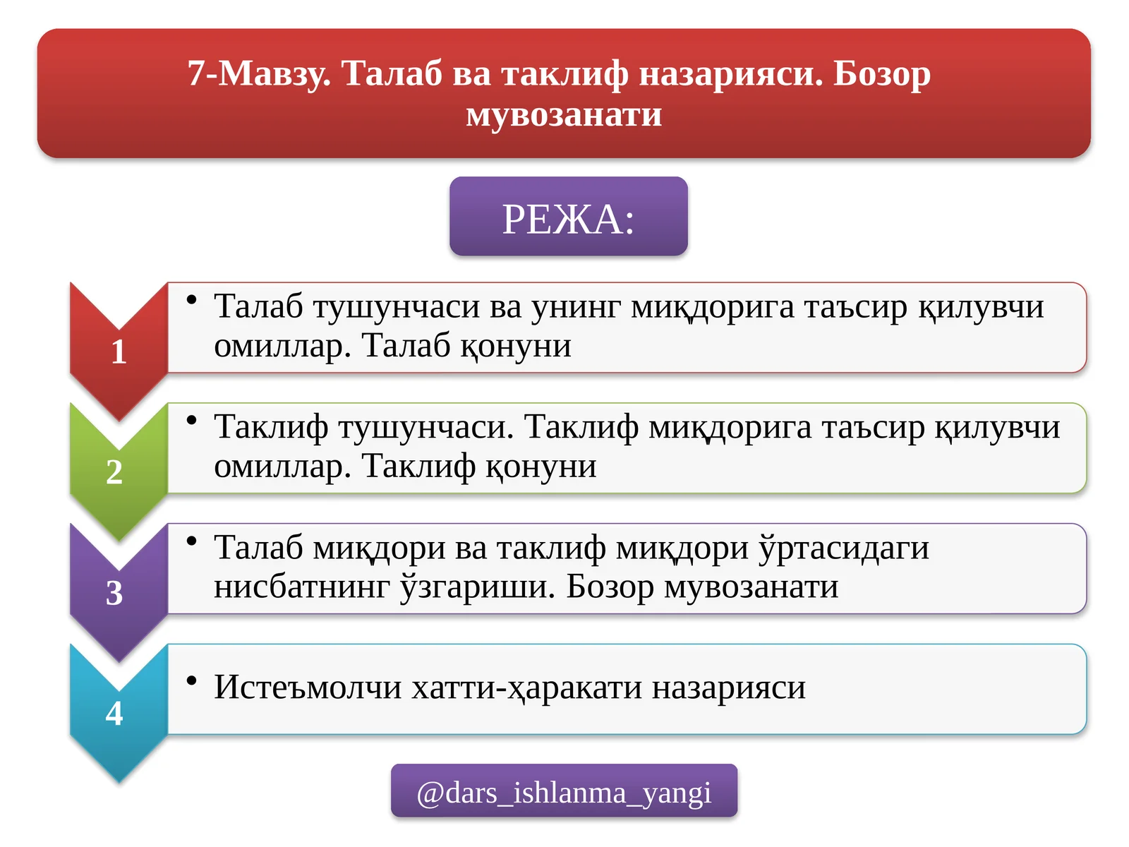 Талаб ва таклиф назарияси. Бозор мувозанати