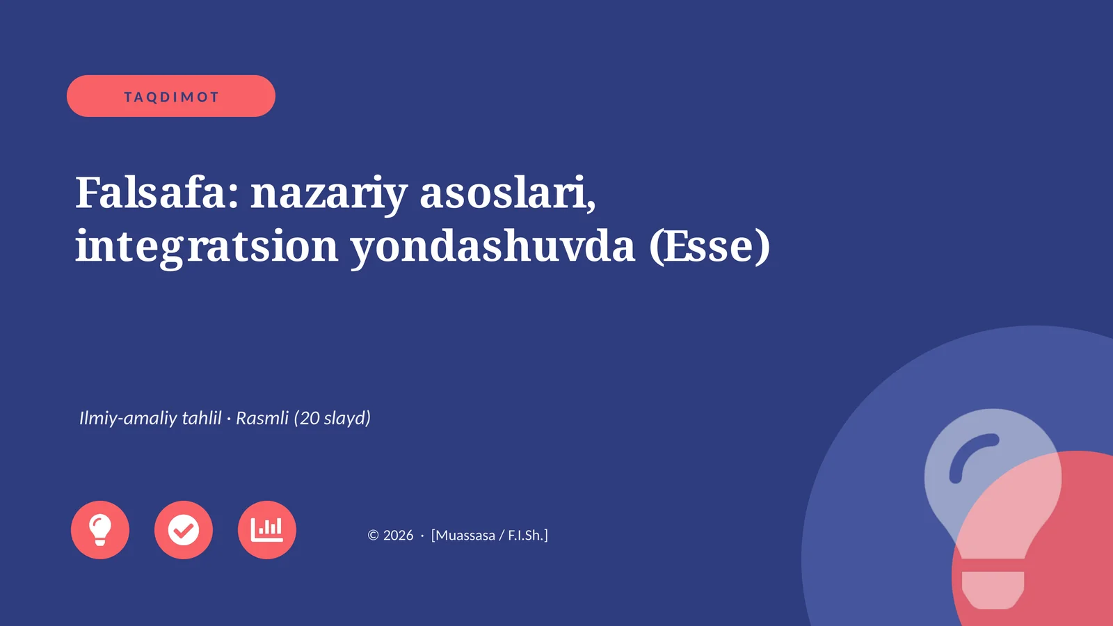 Falsafa: nazariy asoslari, integratsion yondashuvda (Esse)
