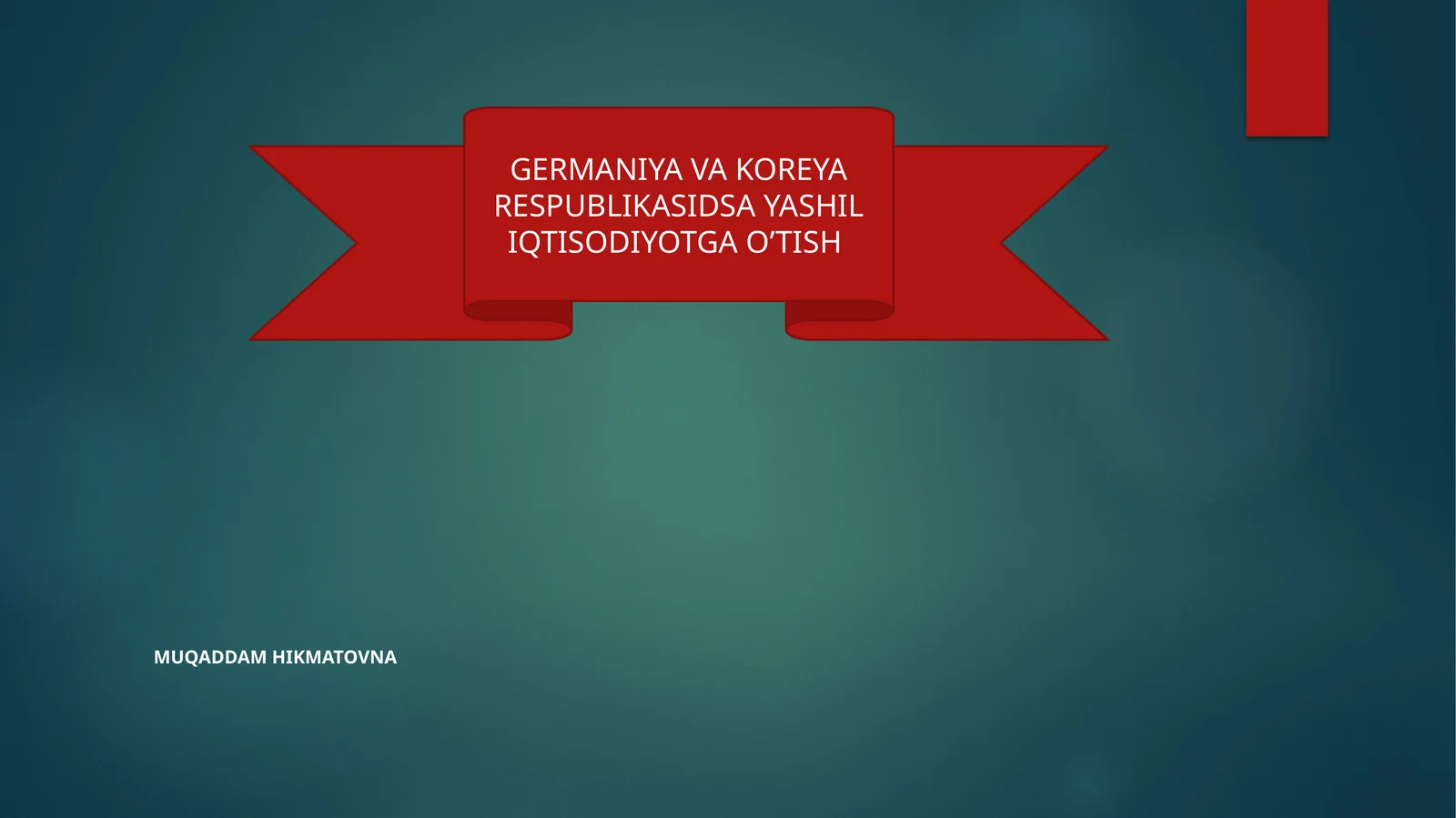 GERMANIYA VA KOREYA RESPUBLIKASIDSA YASHIL IQTISODIYOTGA O’TISH