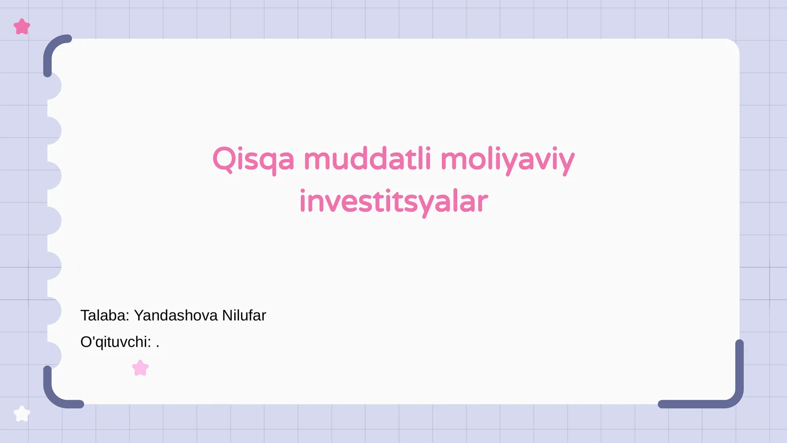 Qisqa muddatli moliyaviy investitsyalar