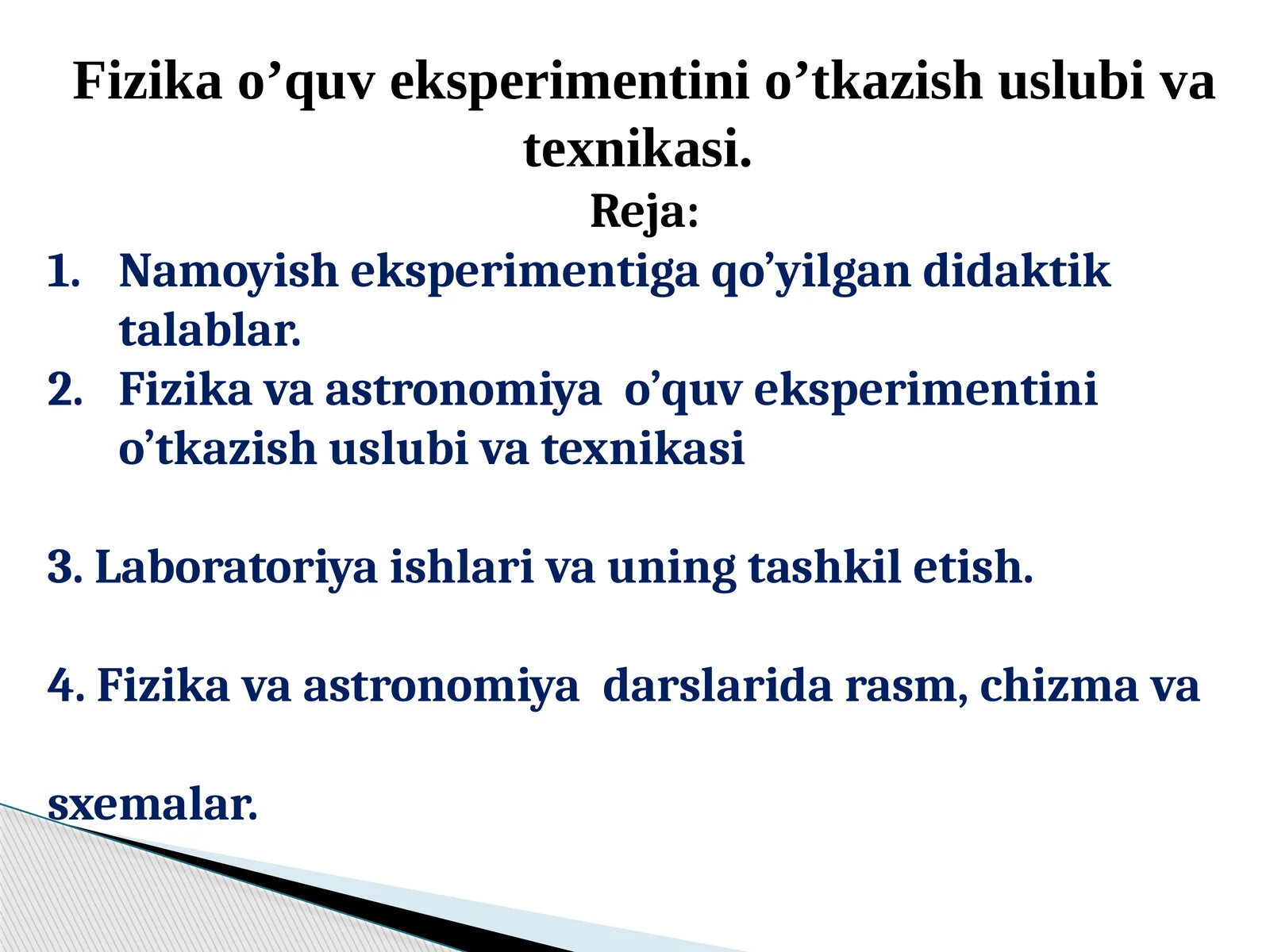 Fizikavaastronomiyao’quveksperimentinio’tkazishuslubivatexnikasi