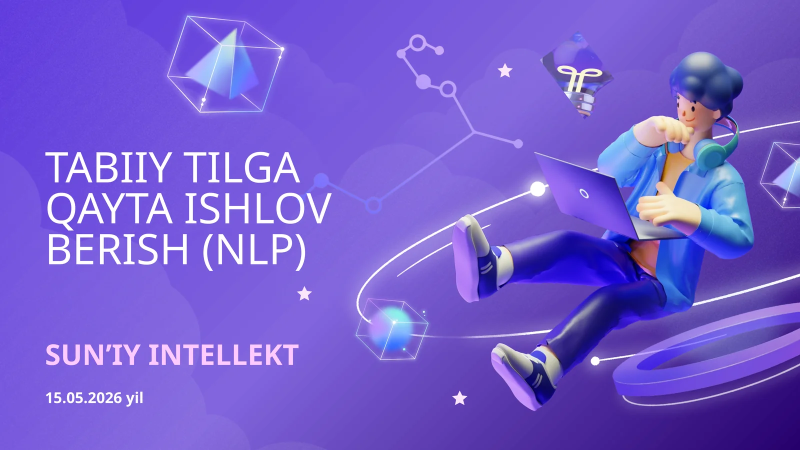 Sun’iy Intellekt va Tabiy Tilni Qayta Ishlash (NLP) mavzusida tayyor PowerPoint taqdimot.