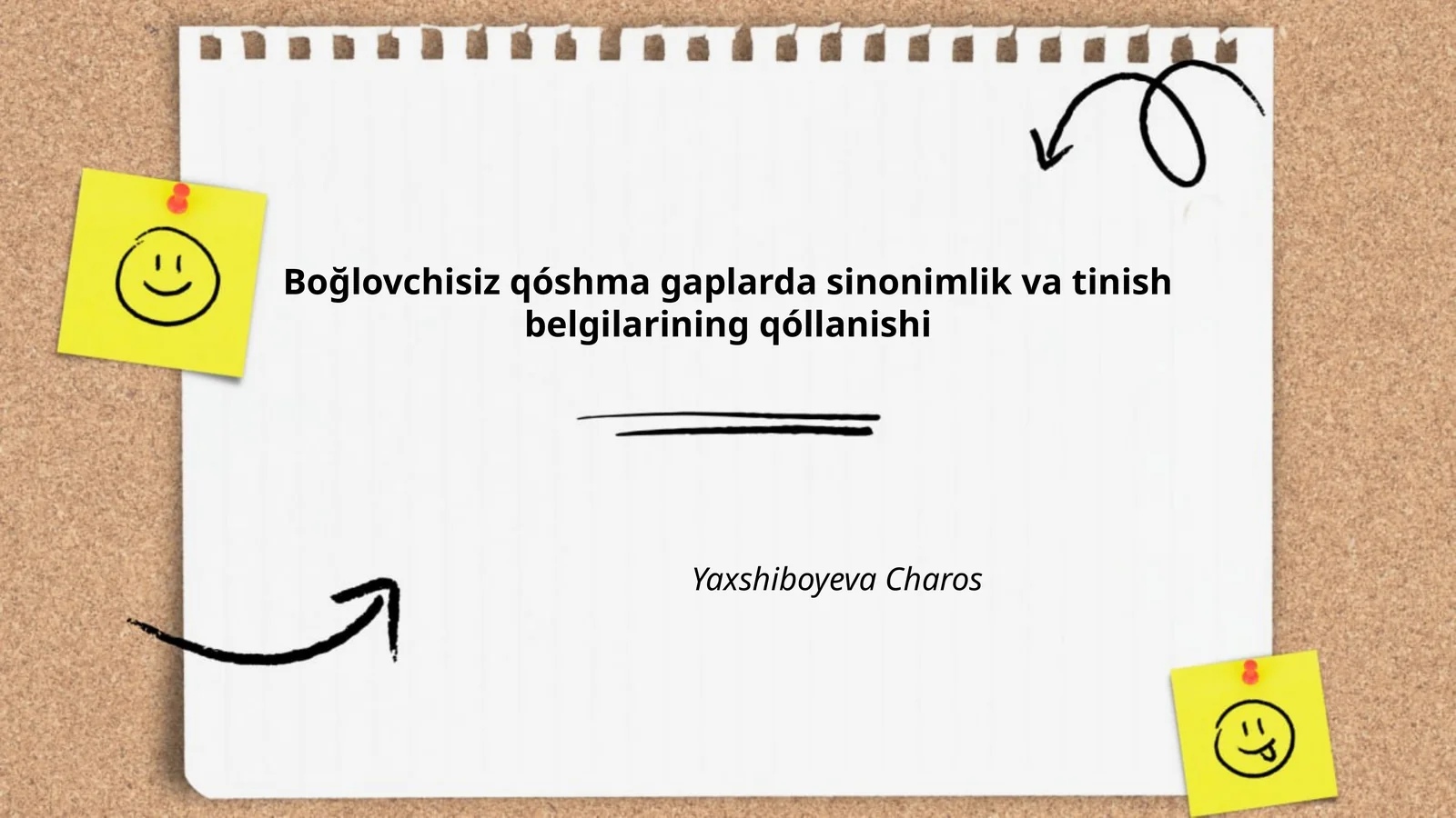 Boğlovchisiz qóshma gaplarda sinonimlik va tinish belgilarining qóllanishi