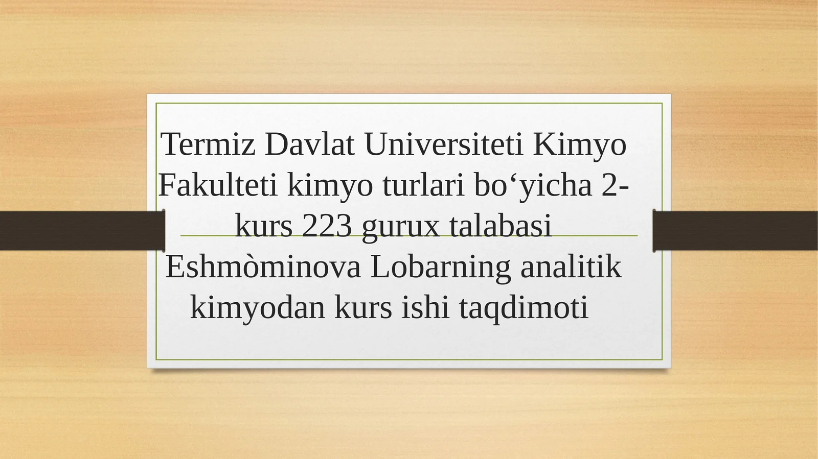 Tabiiy va oqava suvlardagi Fe 3+ ni fotometrik aniqlash