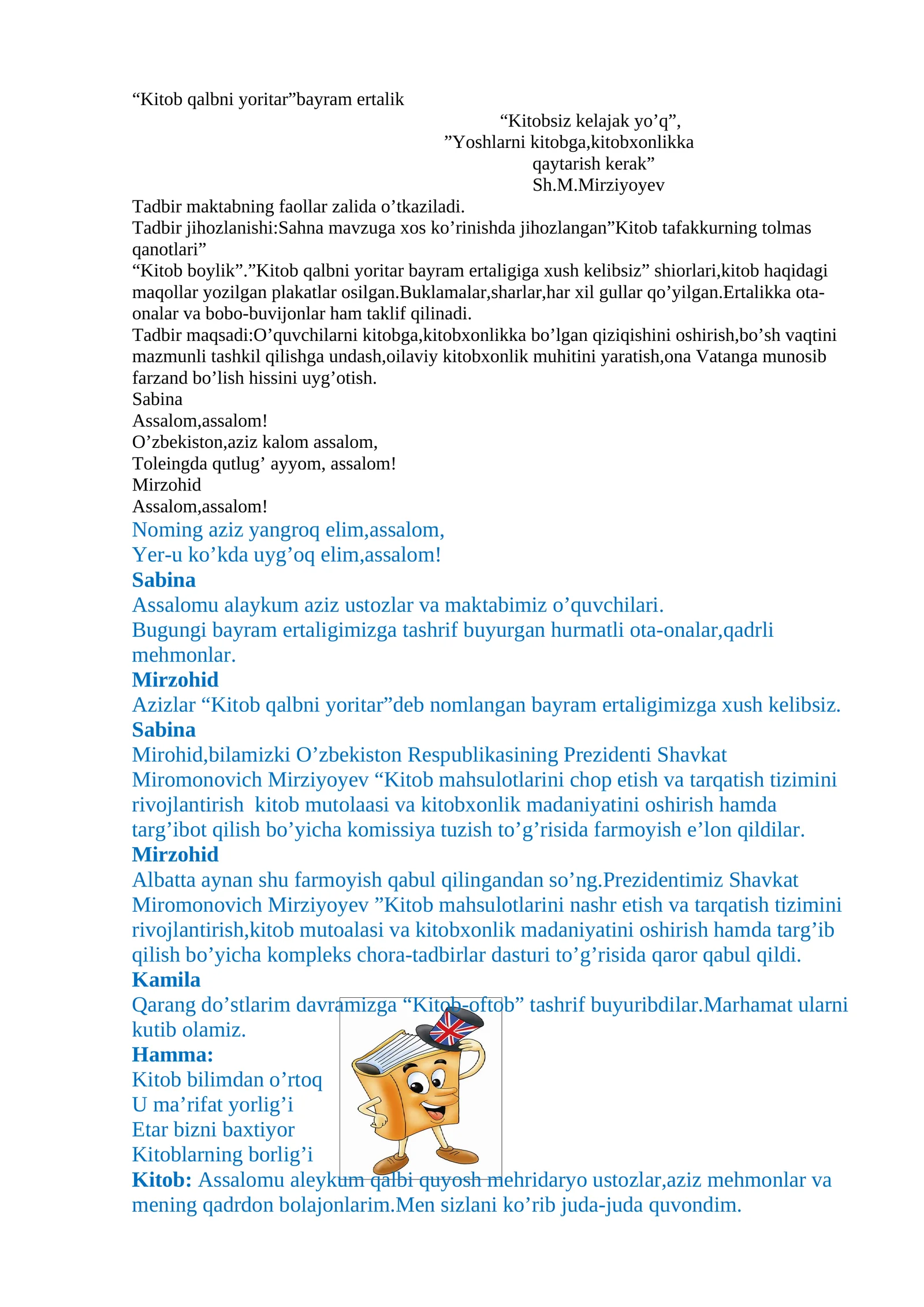 Kitob qalbni yoritar bayram ertalik
