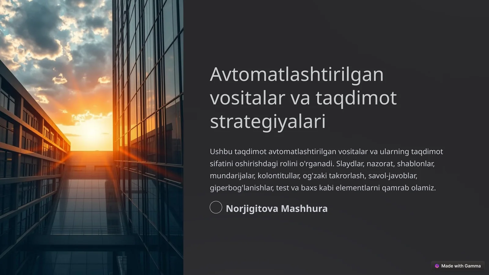 Avtomatlashtirilgan vositalar va taqdimot strategiyalari