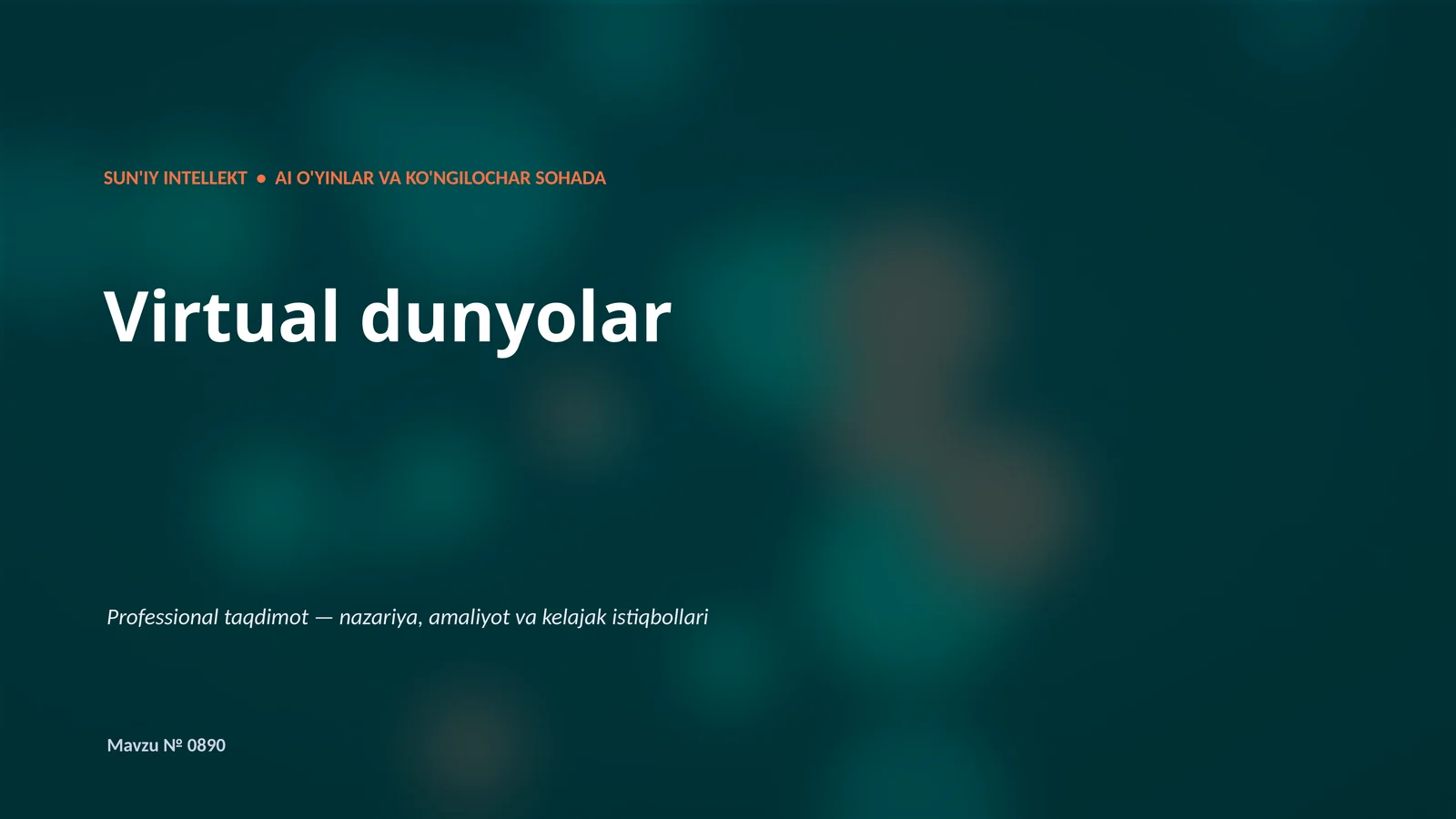 SUN'IY INTELLEKT • AI O'YINLAR VA KO'NGILOCHAR SOHADA