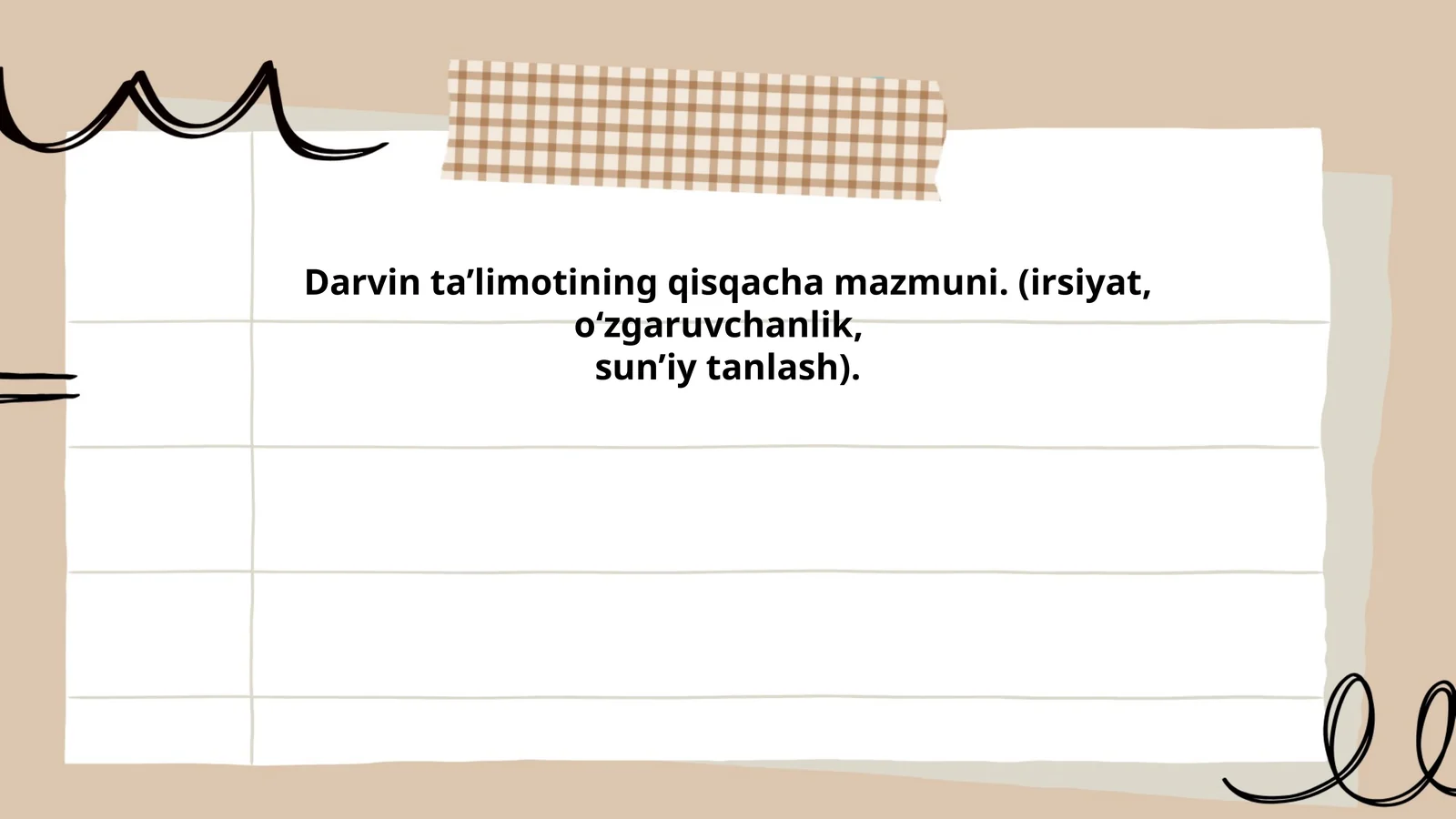 Darvin ta’limotining qisqacha mazmuni