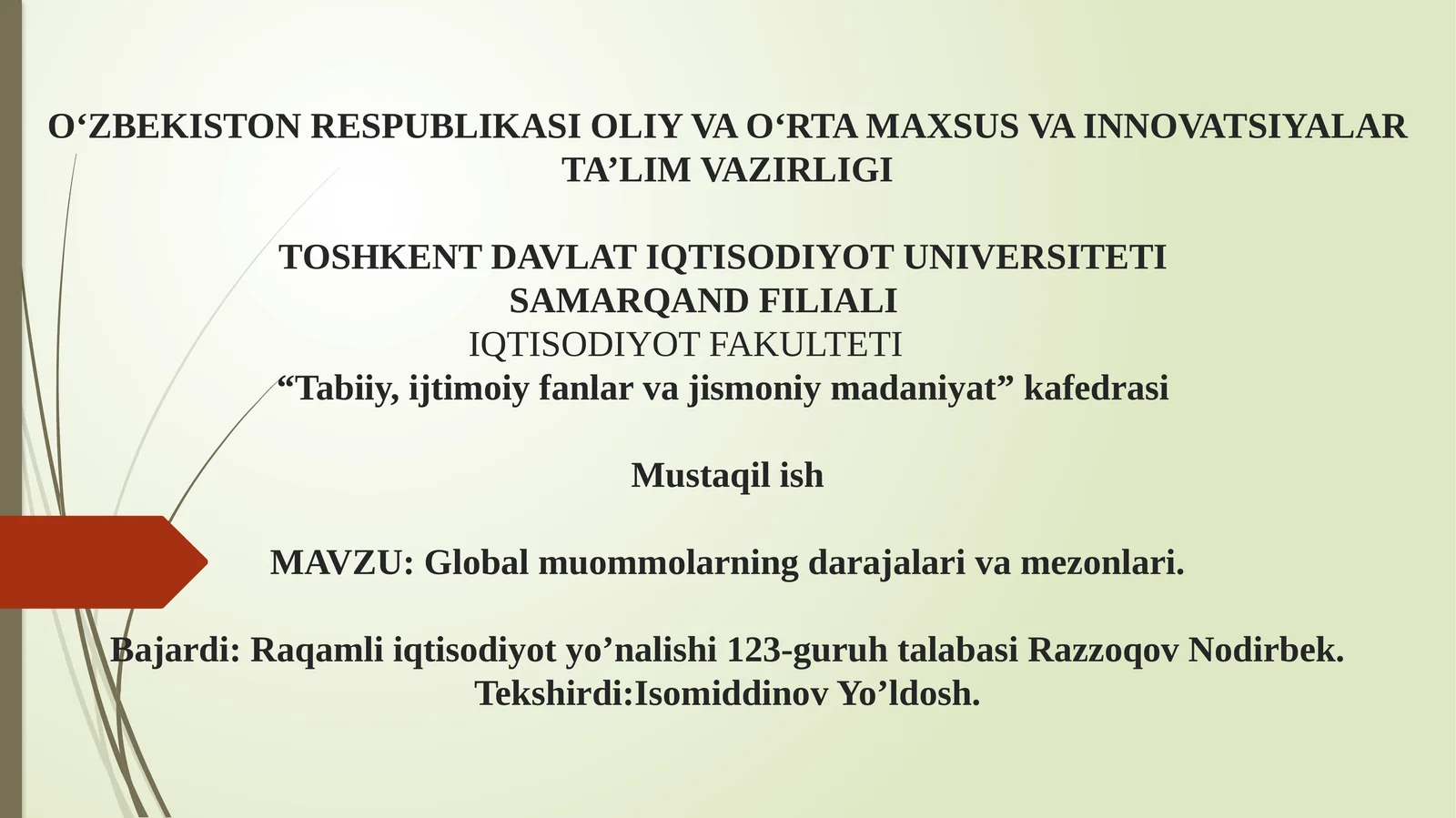Global muammolarning darajalari va mezonlari