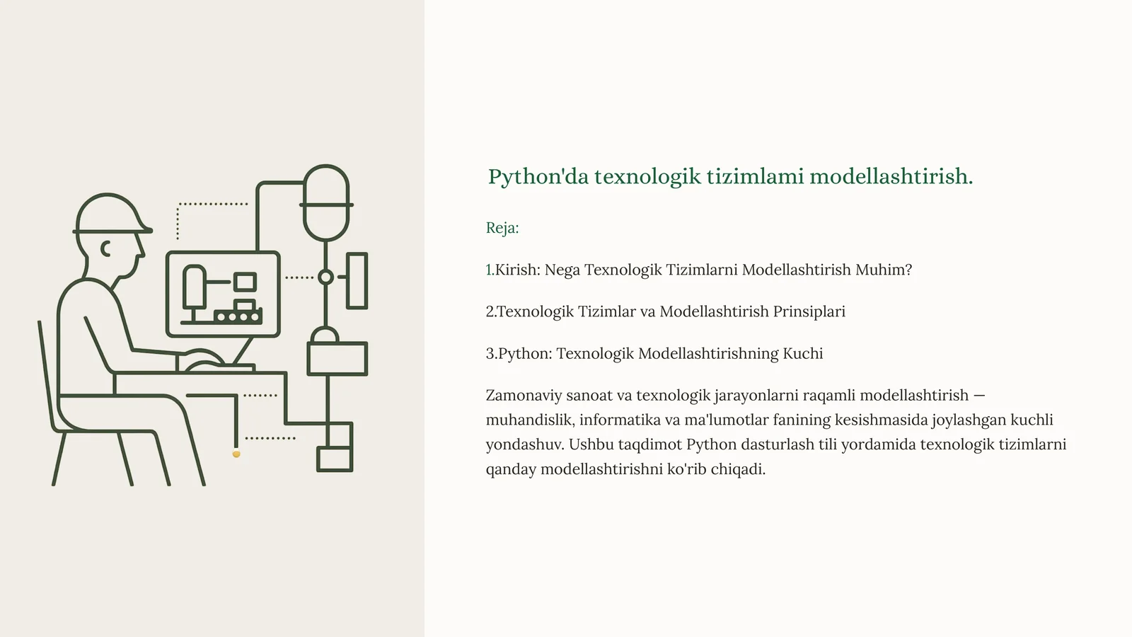 Python: Texnologik Tizimlarni Modellashtirish