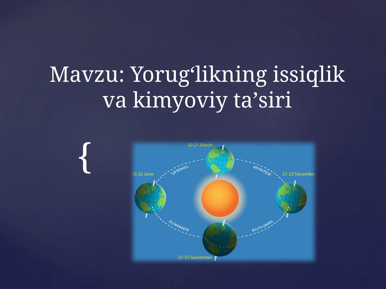 Yorug'likning issiqlik va kimyoviy ta'siri