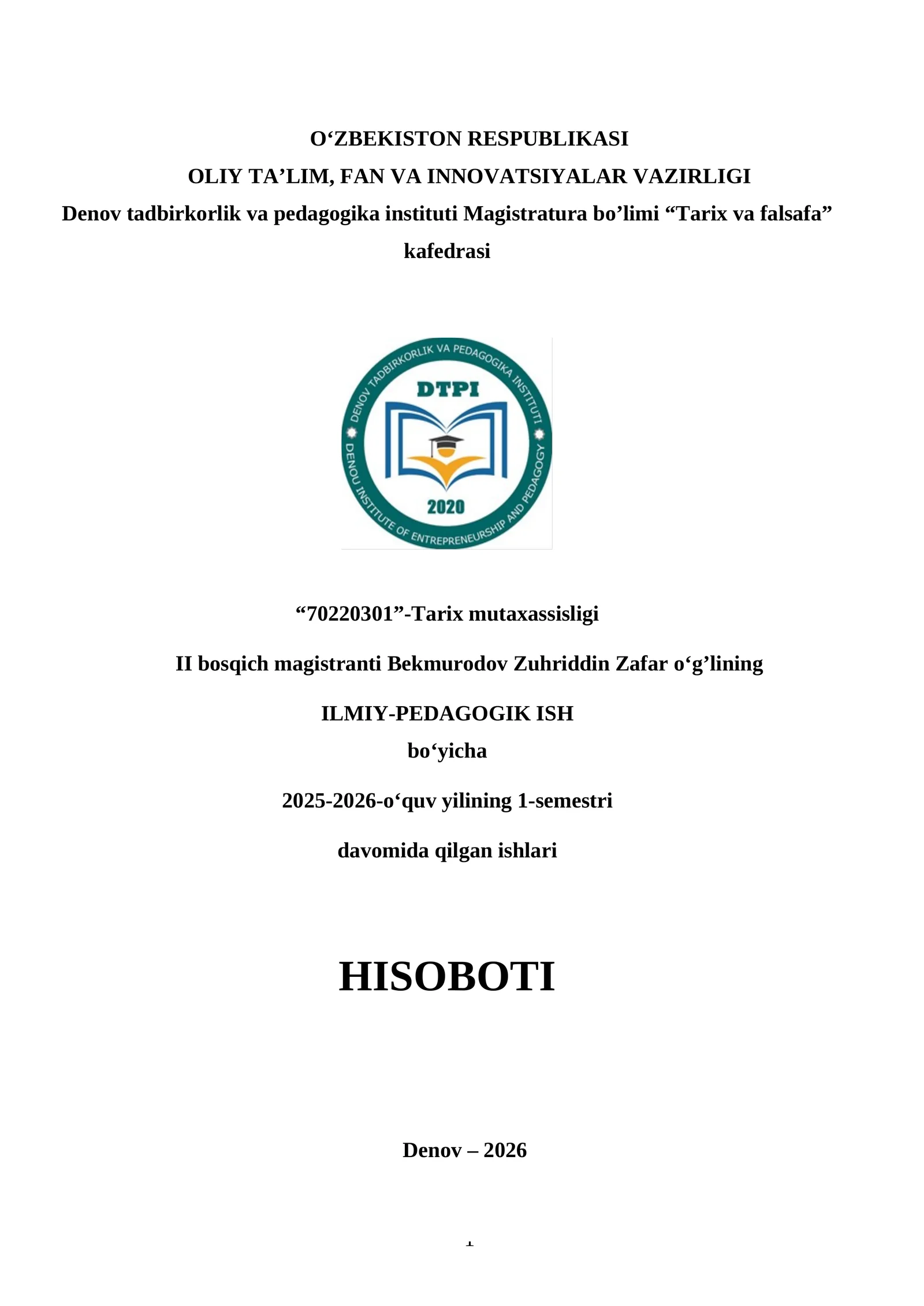 ILMIY-PEDAGOGIK ISH