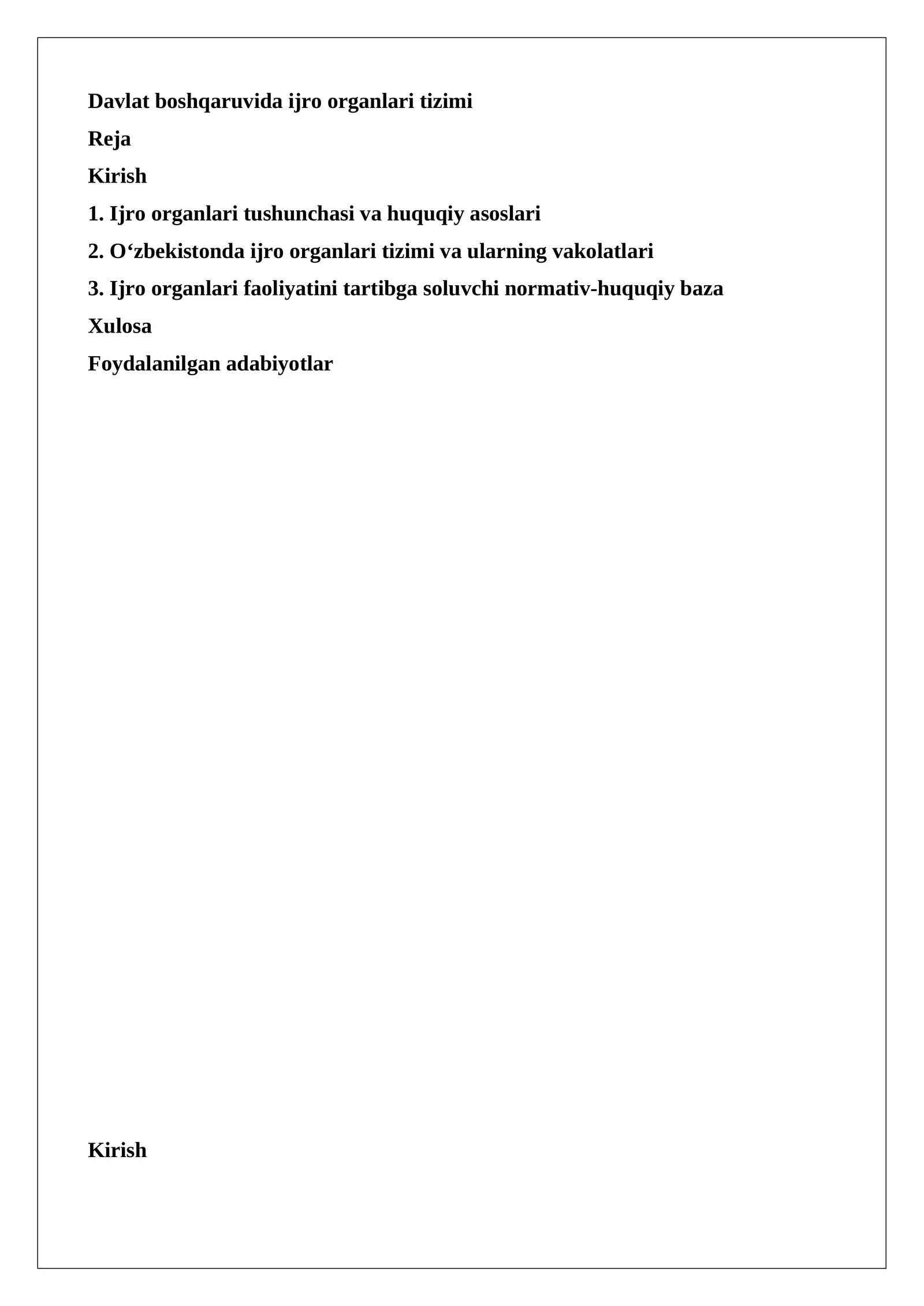 Davlat boshqaruvida ijro organlari tizimi