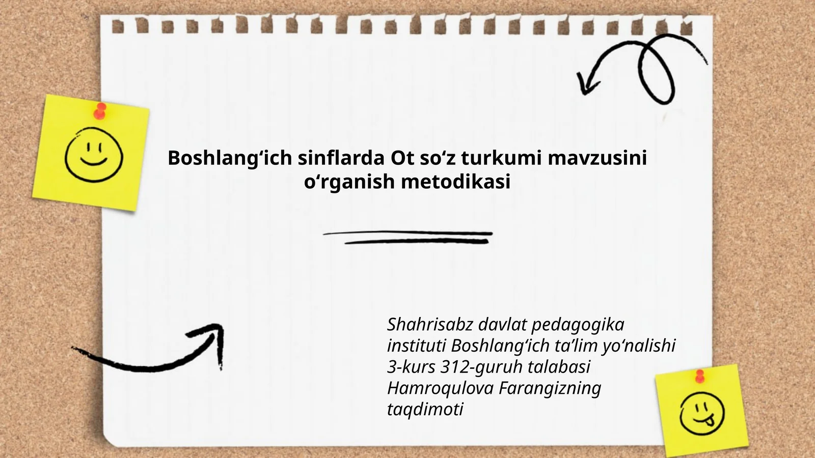 Boshlangʻich sinflarda Ot soʻz turkumi mavzusini oʻrganish metodikasi