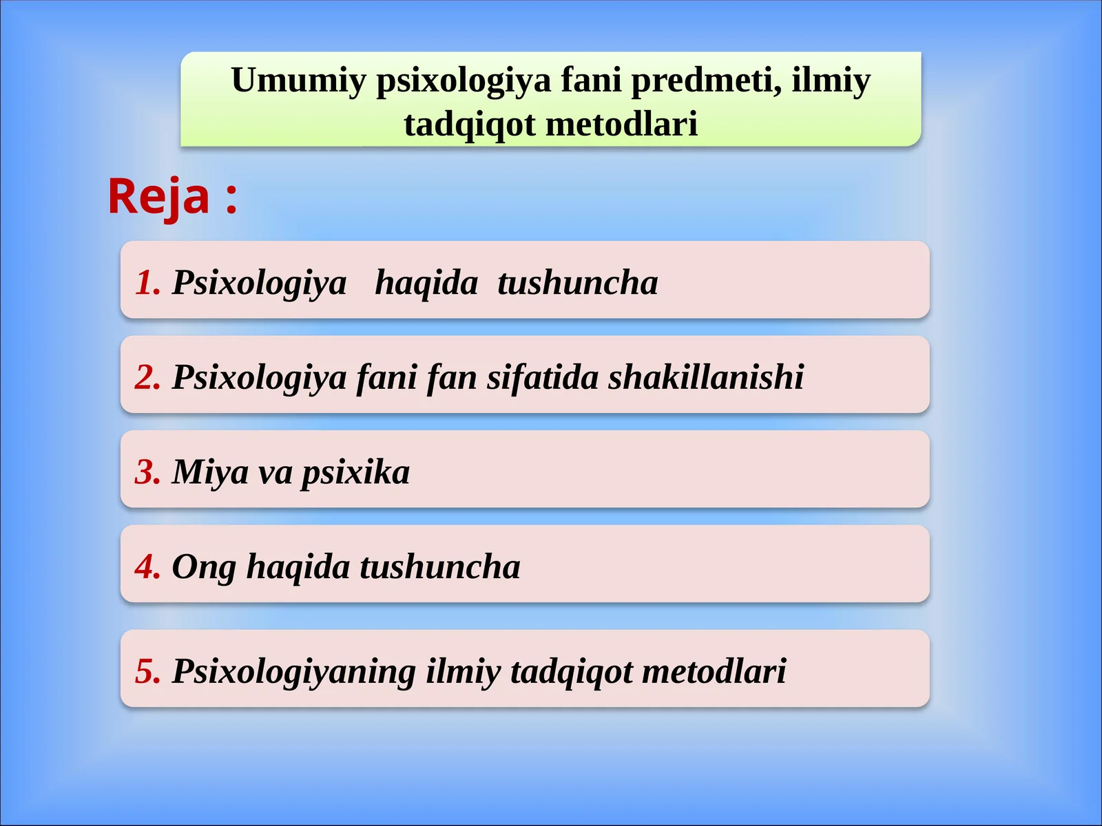Umumiy psixologiya fani