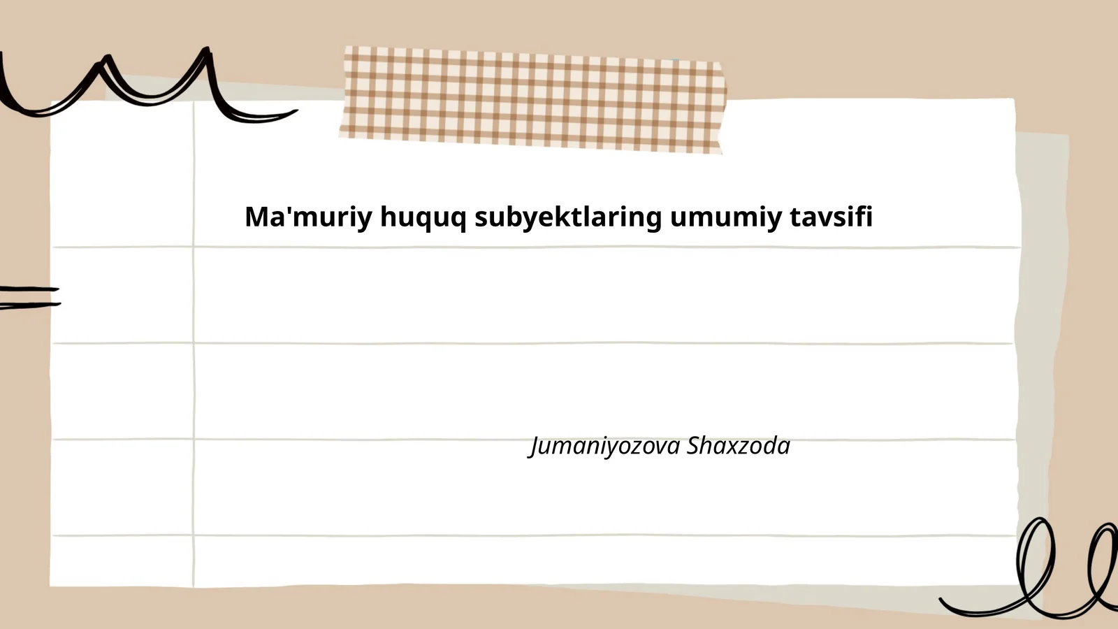 Ma'muriy huquq subyektlaring umumiy tavsifi