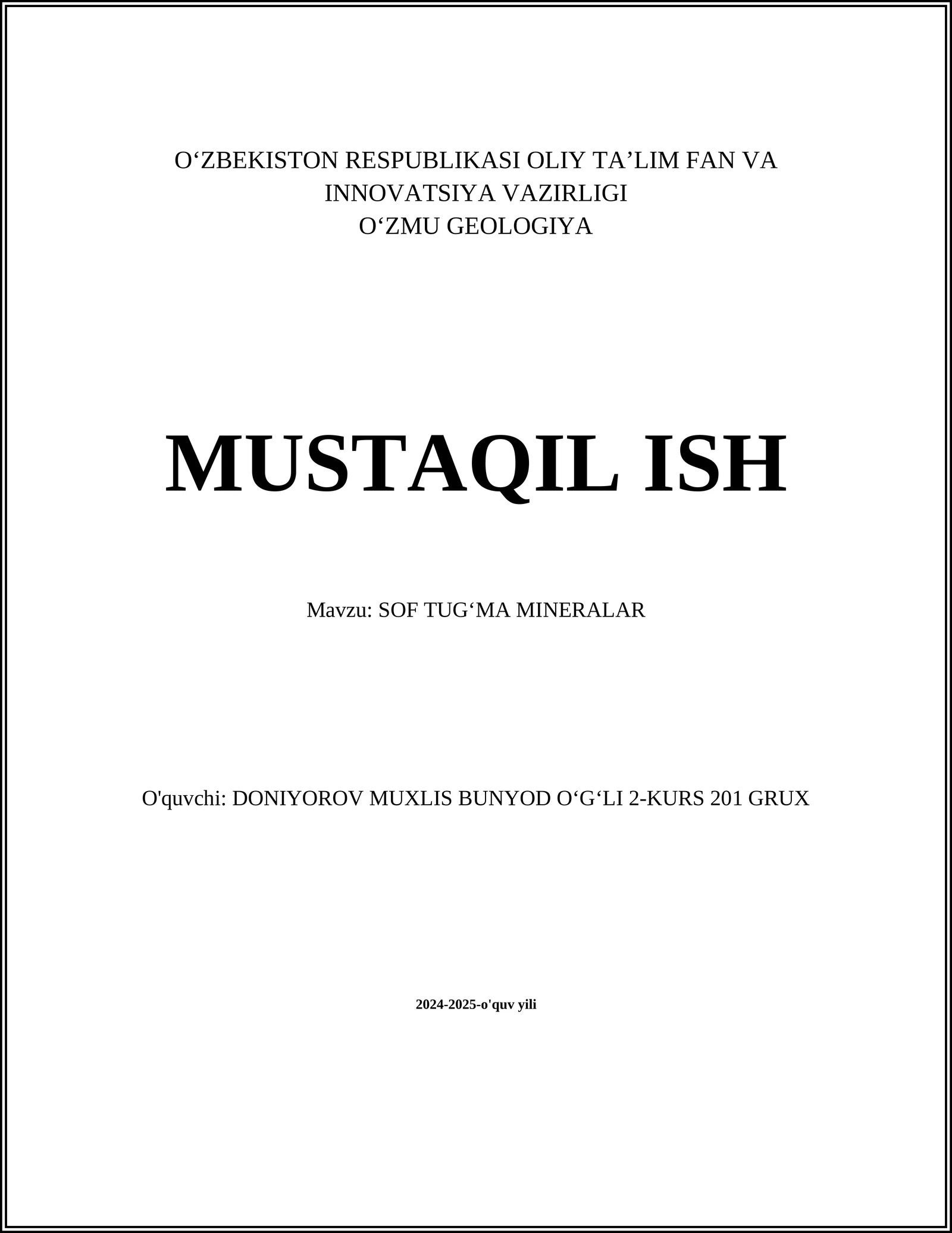 SOF TUGʻMA MINERALAR