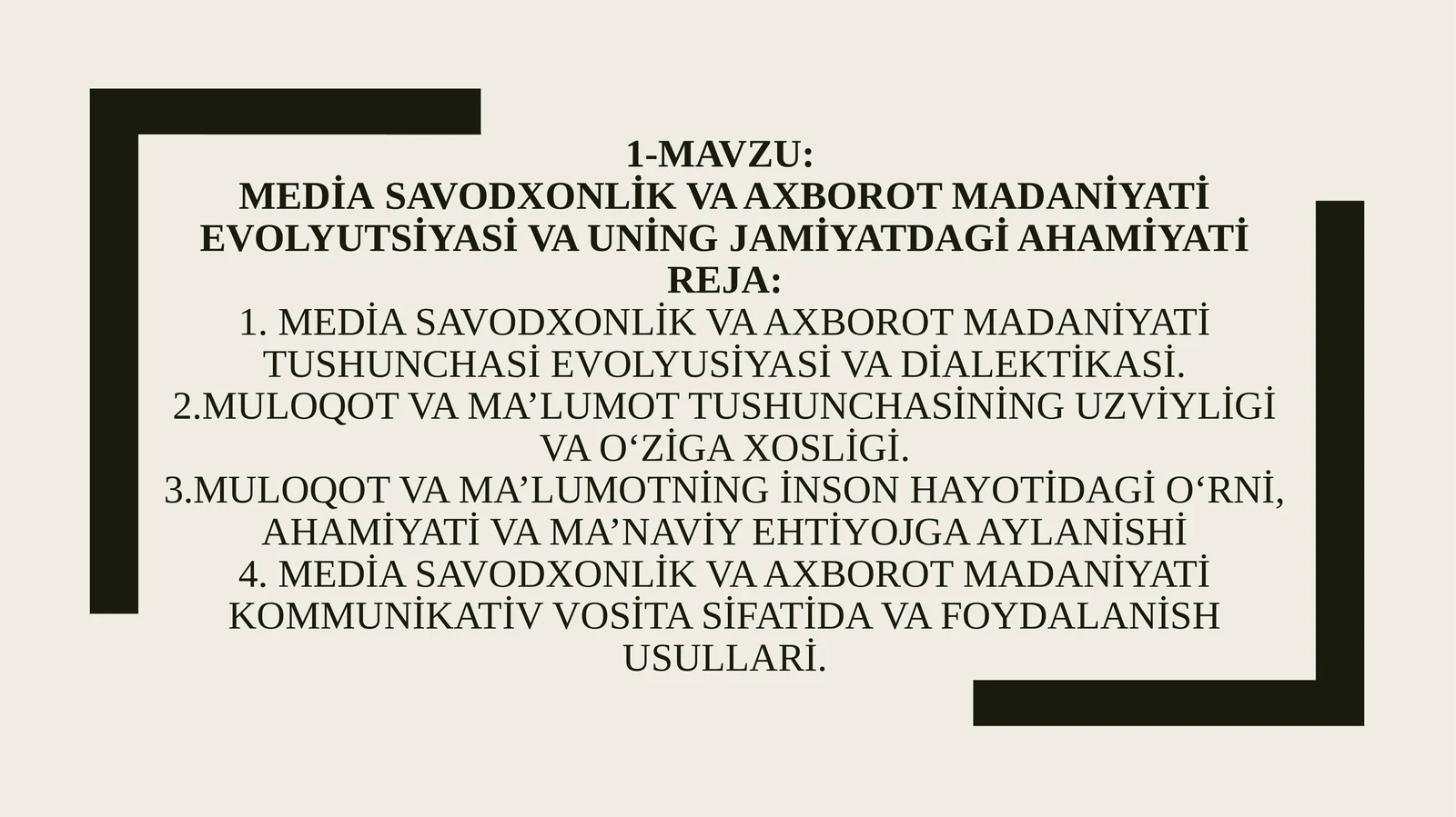 Mediasavodxonlik va axborot madaniyati evolyutsiyasi