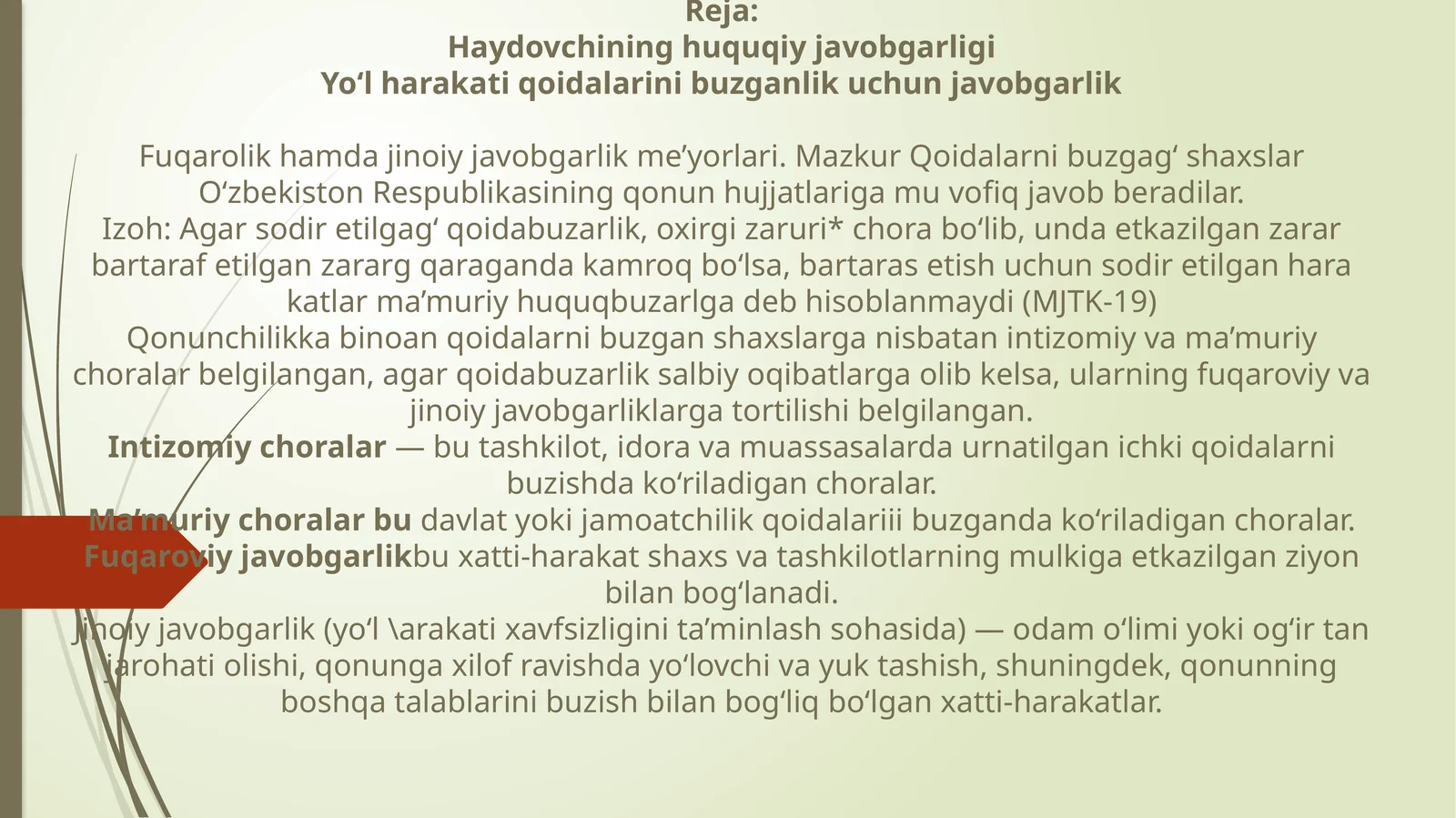 Haydovchining huquqiy javobgarligi