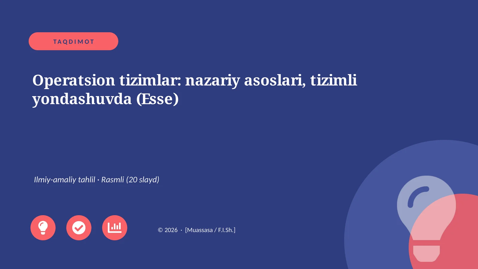 Operatsion tizimlar: nazariy asoslari, tizimli yondashuvda (Esse)