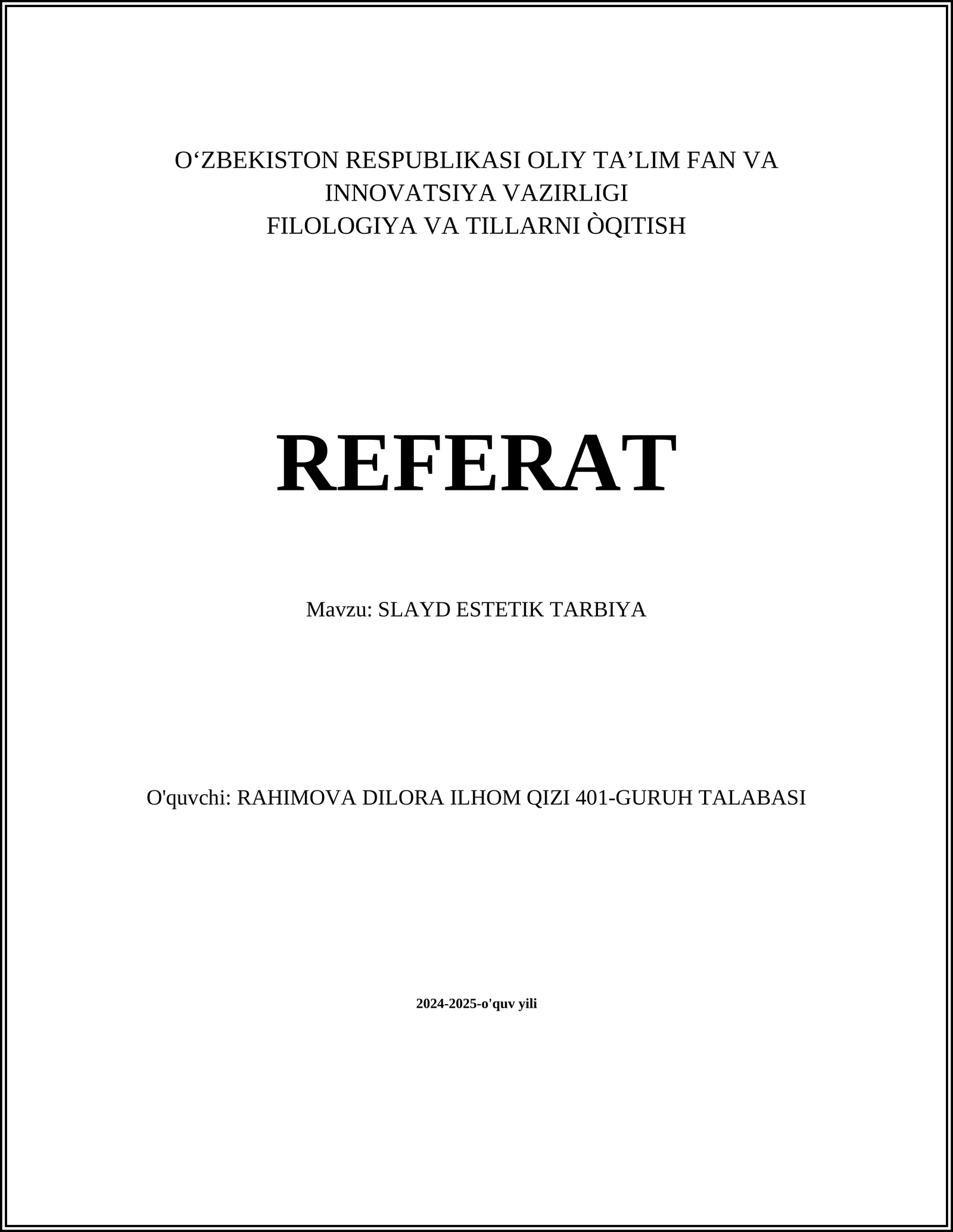 SLAYD ESTETIK TARBIYA