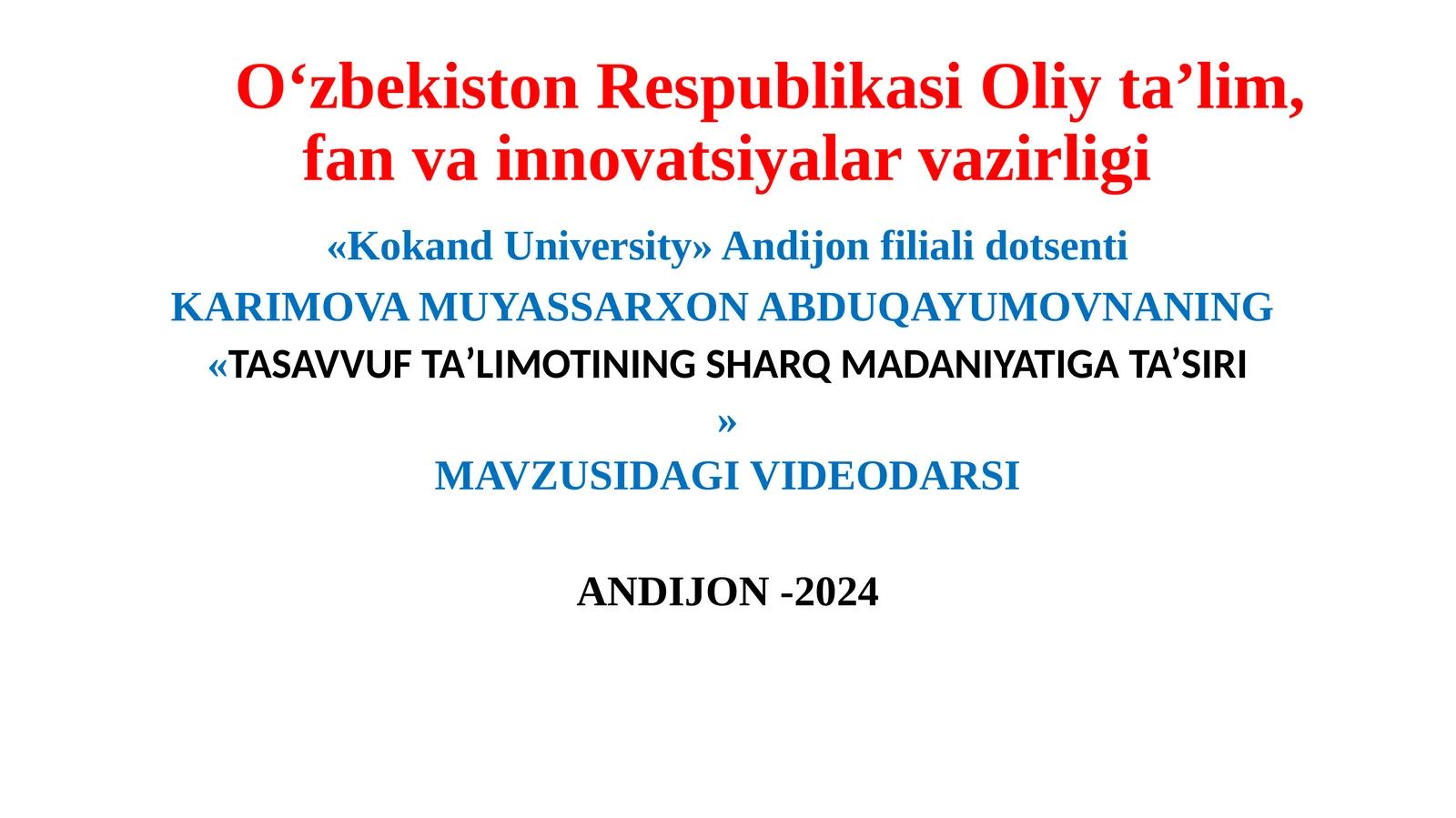 TASAVVUFTAʼLIMOTININGSHARQ MADANIYATIGA TA’SIRI