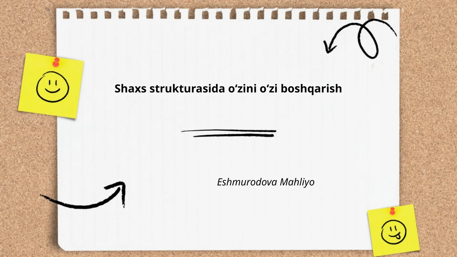 Shaxs strukturasida o‘zini o‘zi boshqarish