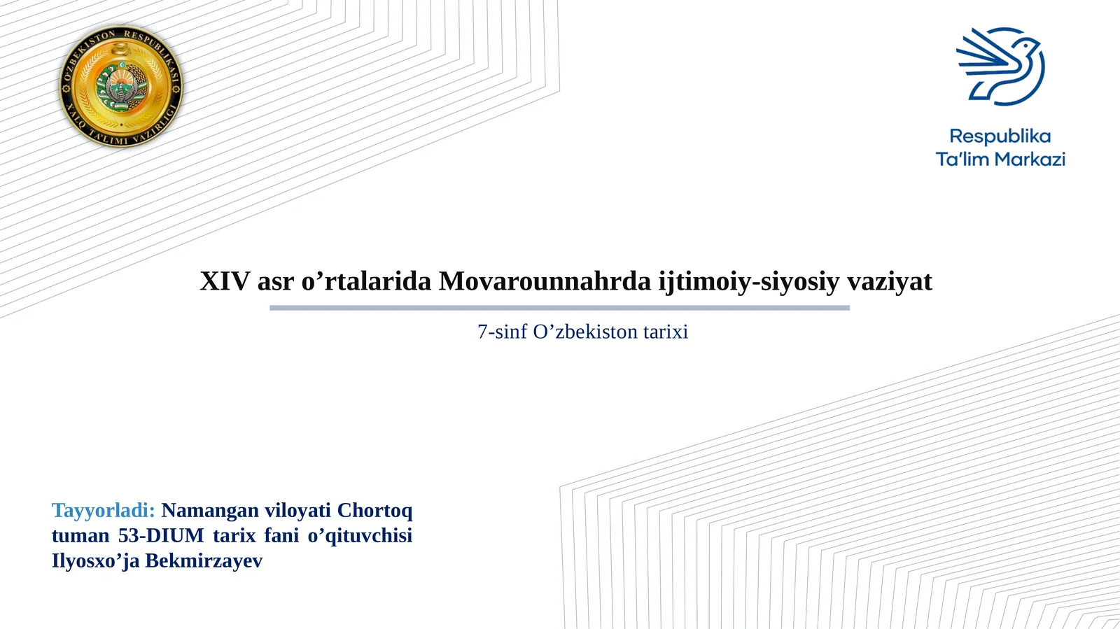 7-sinf O'zbekiston tarixi XIV asrning o'rtalarida Movarounnahrda ijtimoiy-siyosiy vaziyat