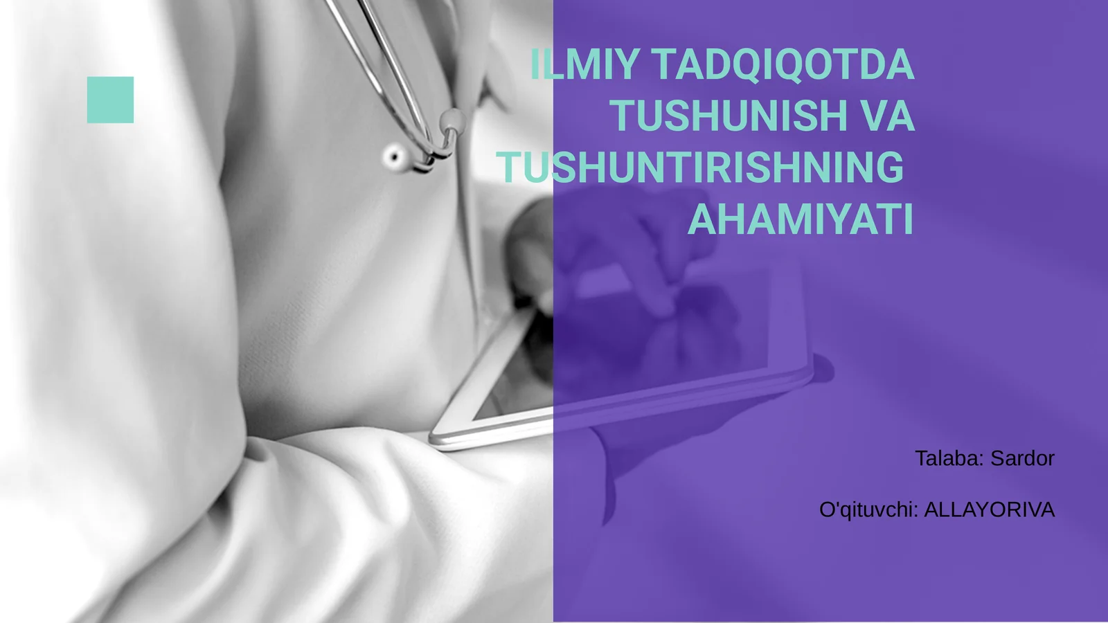 ILMIY TADQIQOTDA TUSHUNISH VA TUSHUNTIRISHNING AHAMIYATI