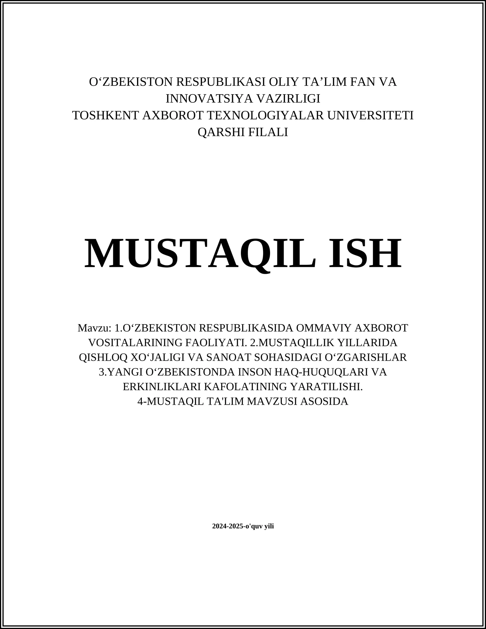 O‘zbekistonda ommaviy axborot vositalarining rivojlanish tarixi