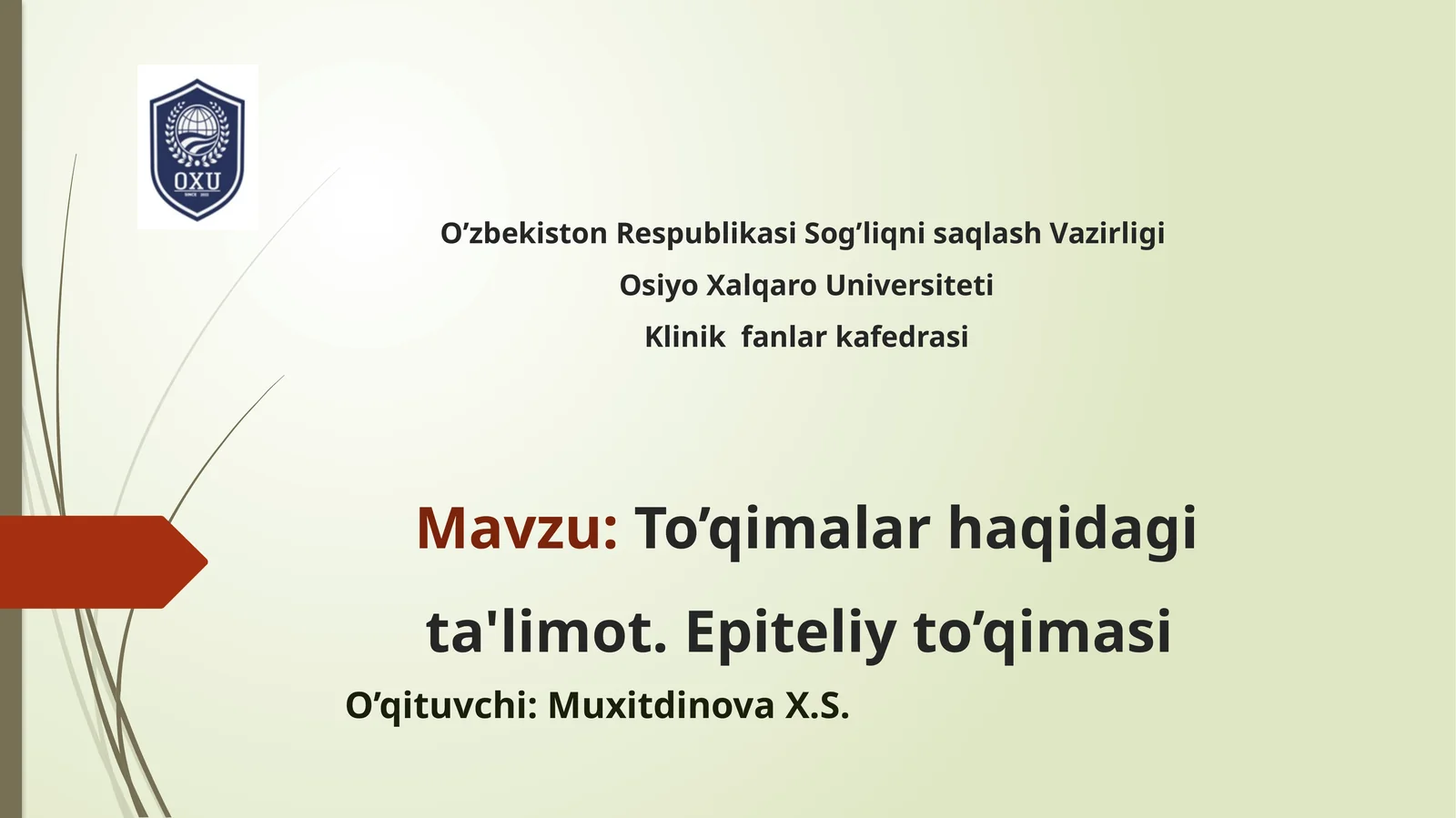 To’qimalar haqidagi ta'limot. Epitеliy to’qimasi