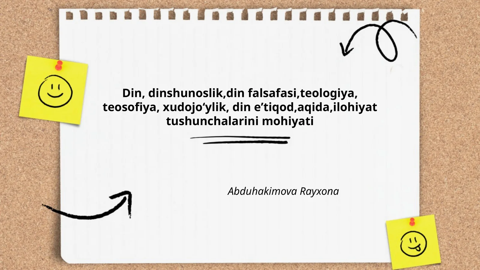 Din, dinshunoslik,din falsafasi,teologiya, teosofiya, xudojoʻylik, din eʼtiqod,aqida,ilohiyat tushunchalarini mohiyati