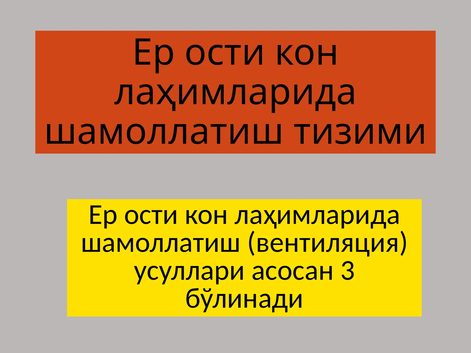 Ер ости кон лаҳимларда шамоллатиш тизими
