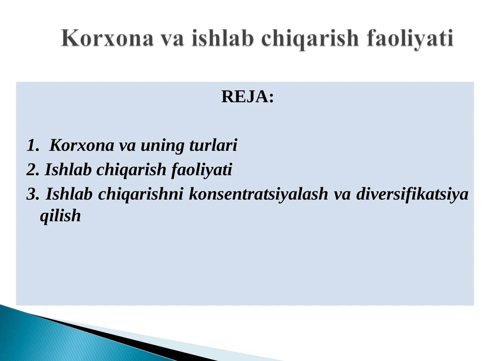 Korxonalarning iqtisodiy barqarorligi