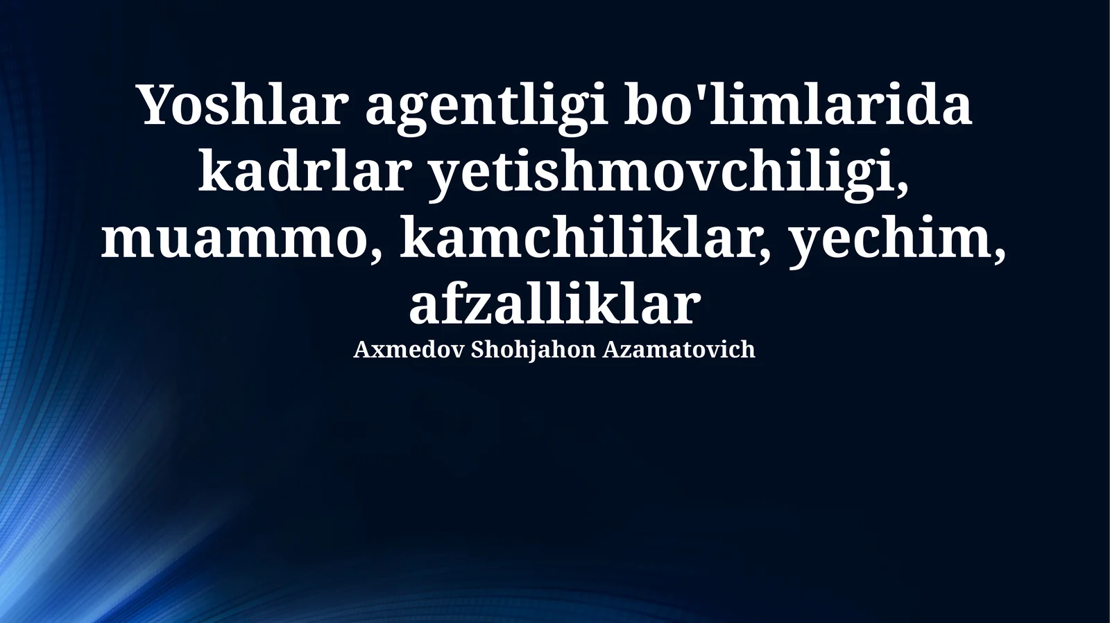 Muammo va Kamchiliklar tahlili