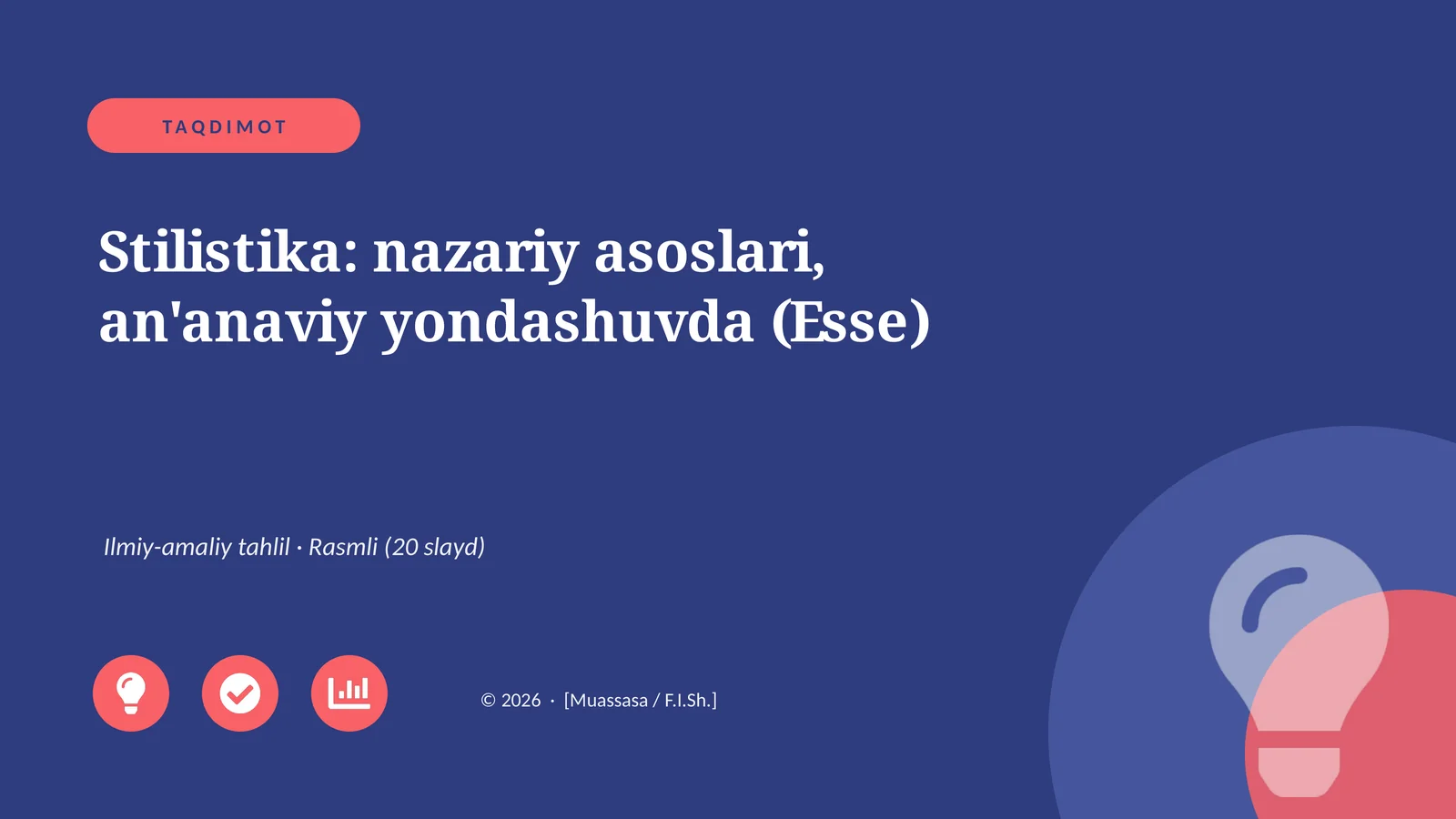 Stilistika: nazariy asoslari, an'anaviy yondashuvda (Esse)