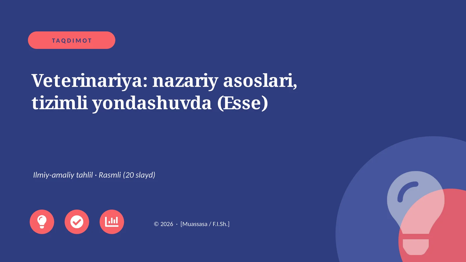 Veterinariya: nazariy asoslari, tizimli yondashuvda (Esse)