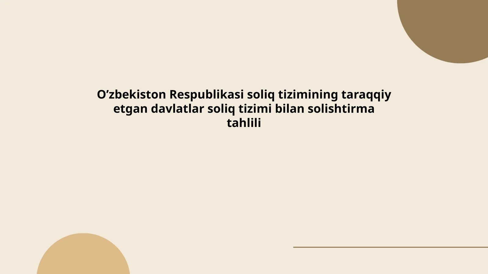 O'zbekiston Respublikasi soliq tizimining taraqqiy etgan davlatlar soliq tizimi bilan solishtirma tahlili