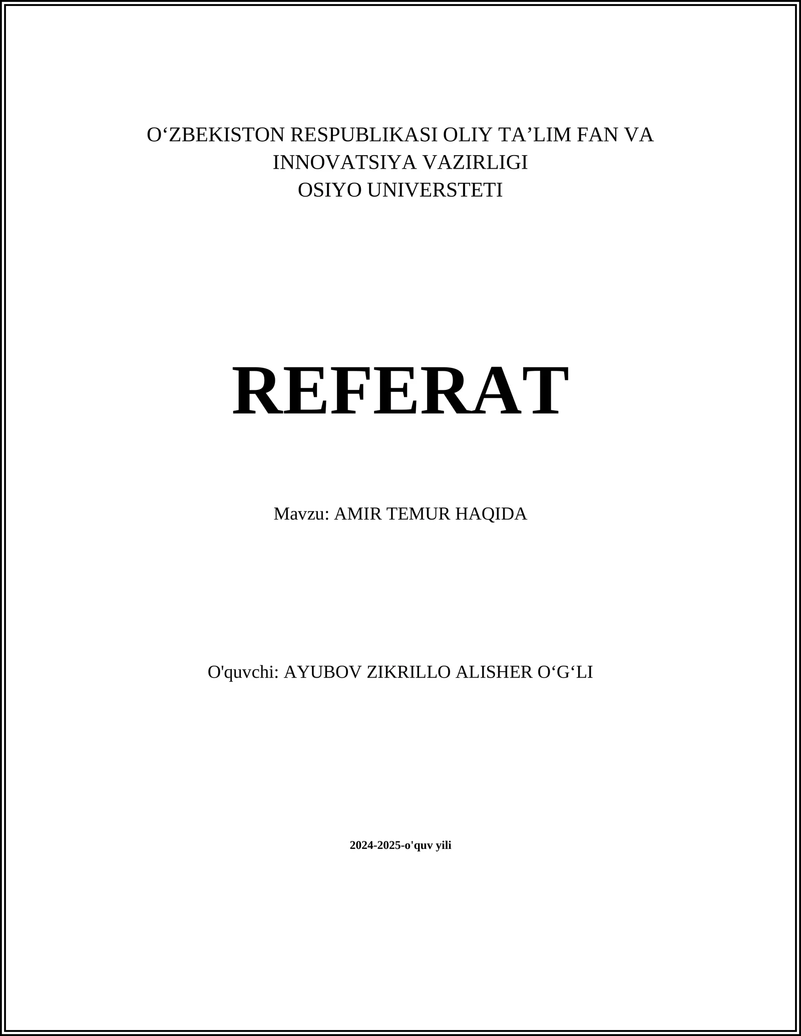 AMIR TEMUR HAQIDA
