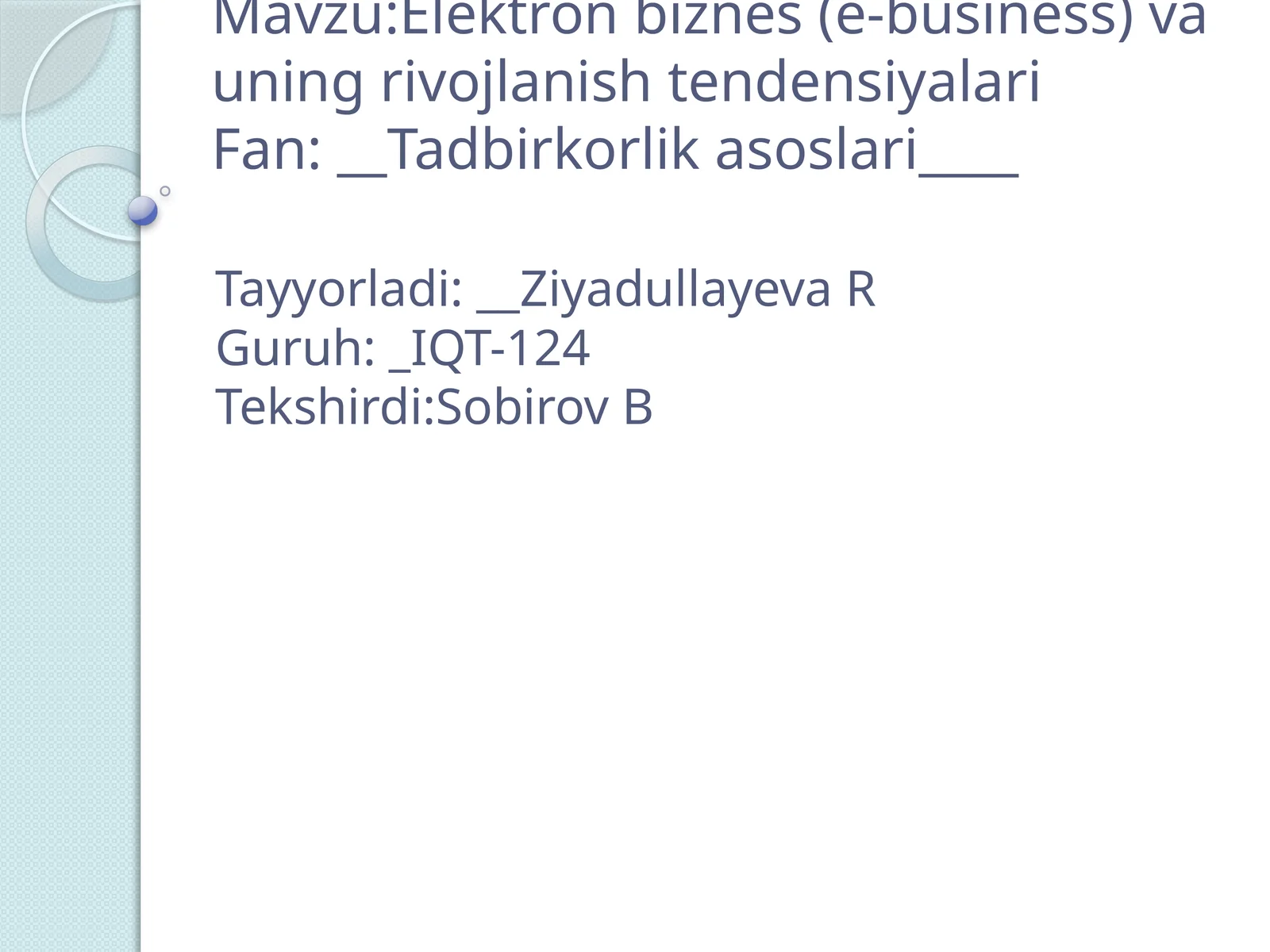 Tadbirkorlikda e-bessiness