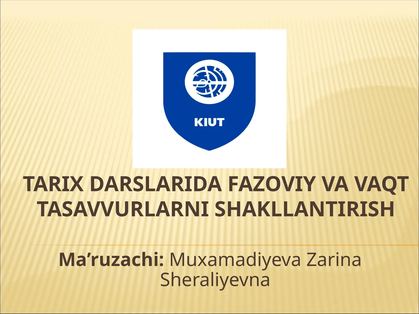 TARIX DARSLARIDA FAZOVIY VA VAQT TASAVVURLARNI SHAKLLANTIRISH